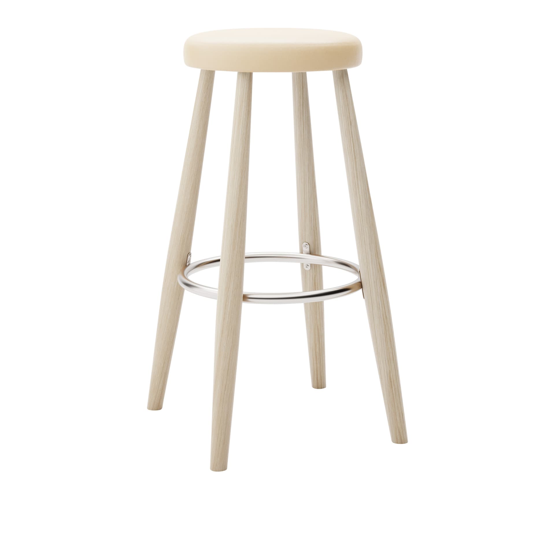 Carl Hansen - CH56 High Stool, Tvålad Ek, Lädergrupp C Sif - 90 - Barstoler & barkrakker - Hans J. Wegner - Tre farget - Metall/Tre