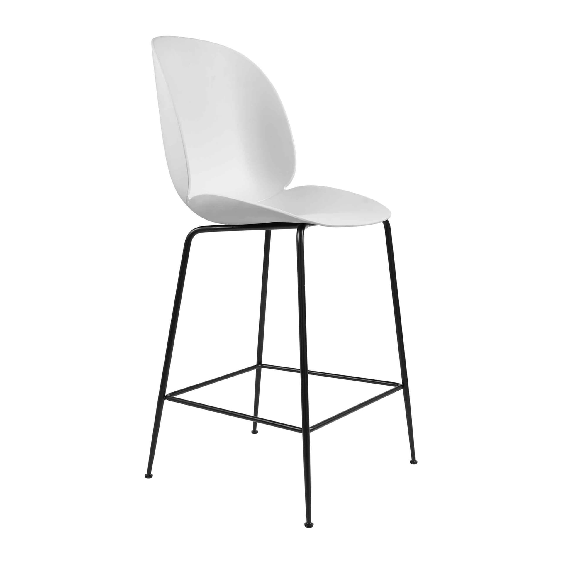 Gubi - Beetle Counter Chair Un-upholstered, Conic Base Black, White Shell - Barstoler & barkrakker - GamFratesi - Hvit - Metall/Plast