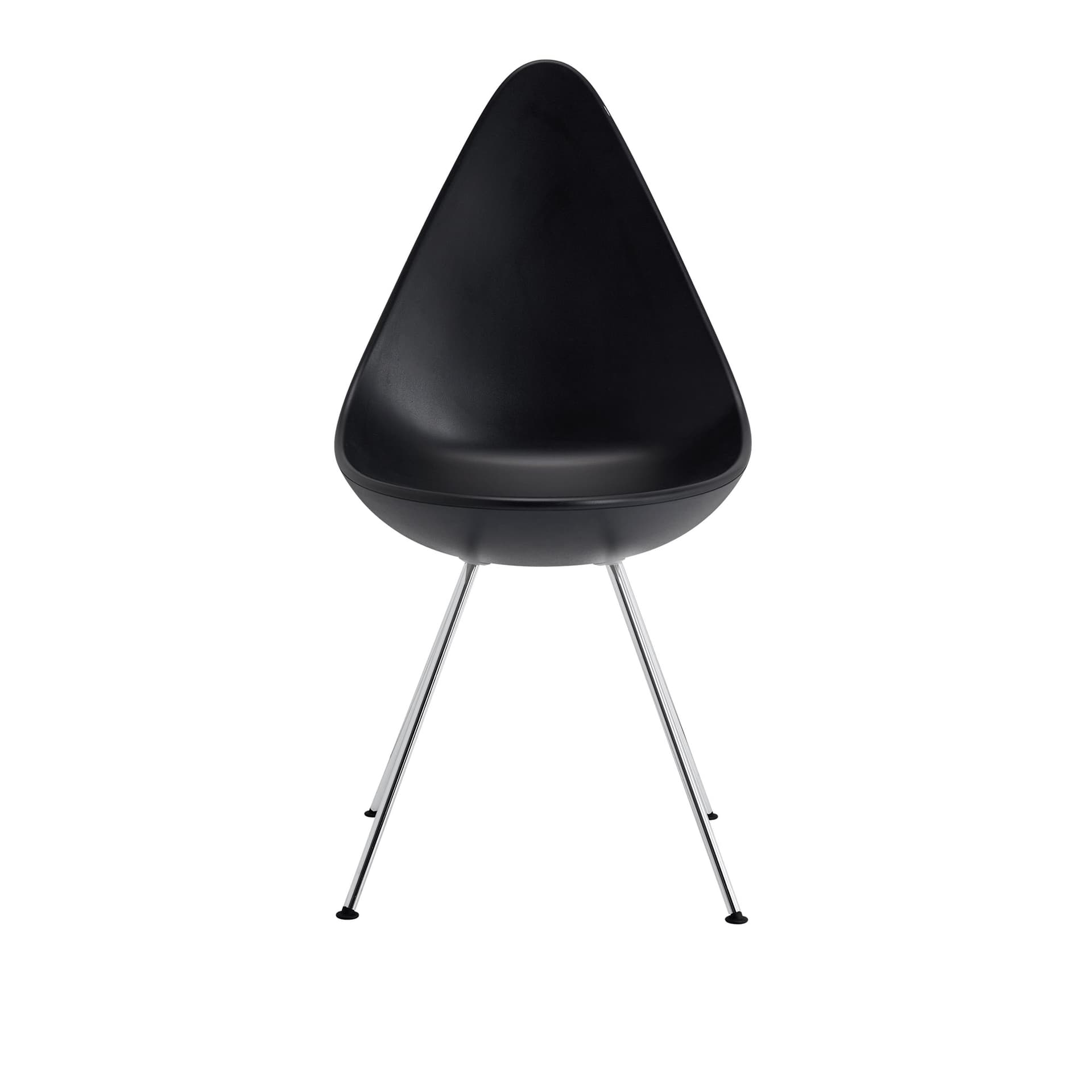 Fritz Hansen - 3110 Droppen - Black Förkromat Stål - Spisestoler - Arne Jacobsen - Svart - Metall/Plast