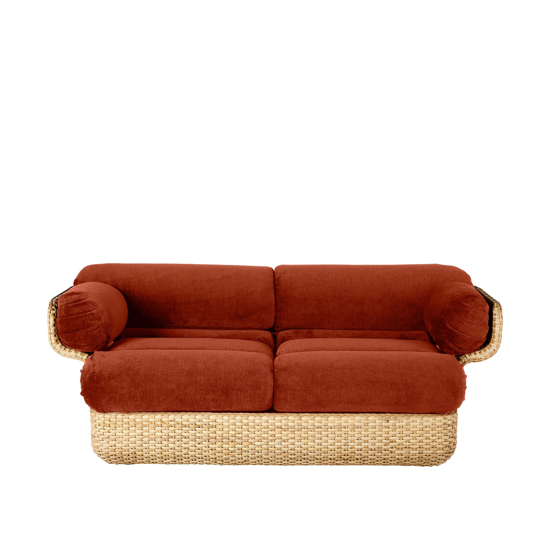 Gubi - Basket Sofa - Fully Upholstered, 2-seater Rattan Belsuede Special FR 133, Dedar - Sofaer - Joe Colombo - Brun