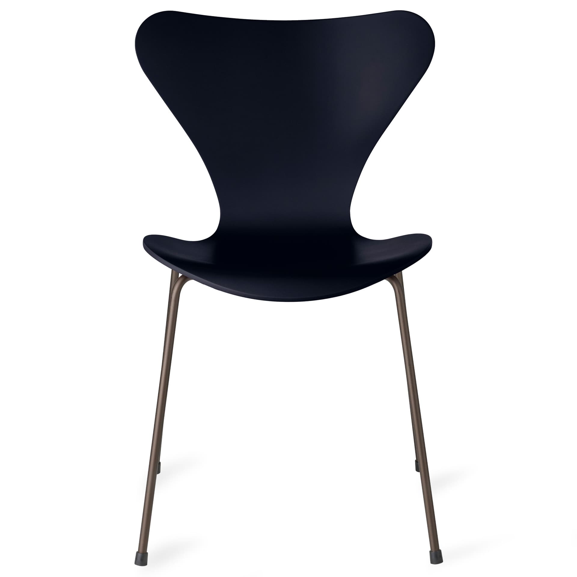 Fritz Hansen - Series 7 stol 3107 bøkfiner stålunderstell brun bronse midnight blue - Spisestoler - Arne Jacobsen - Blå - Metall/Tre