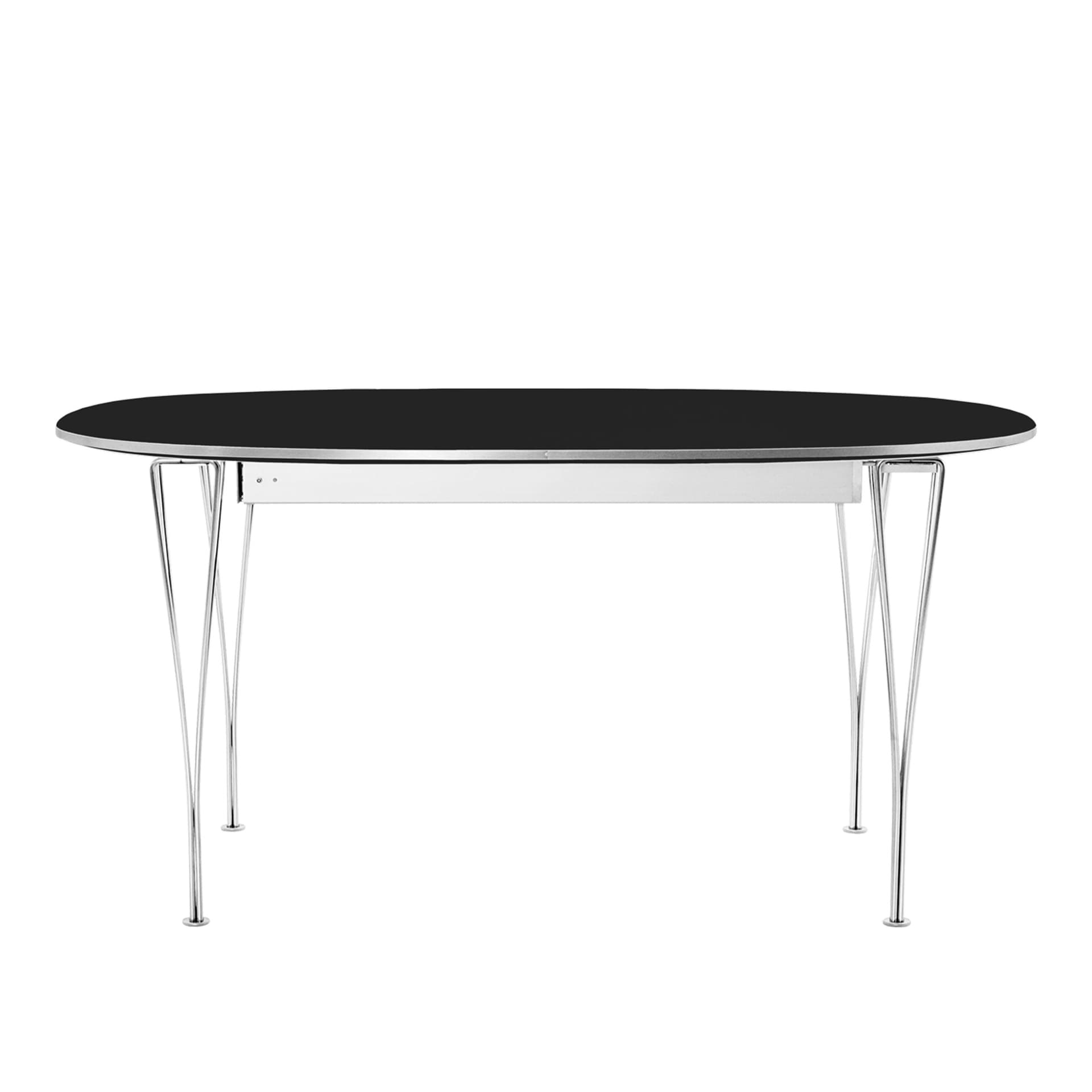 Fritz Hansen - B620 Superellips Pull-out, Laminate, Black, Chrome - Spisebord - Arne Jacobsen,Bruno Mathsson,Piet Hein
