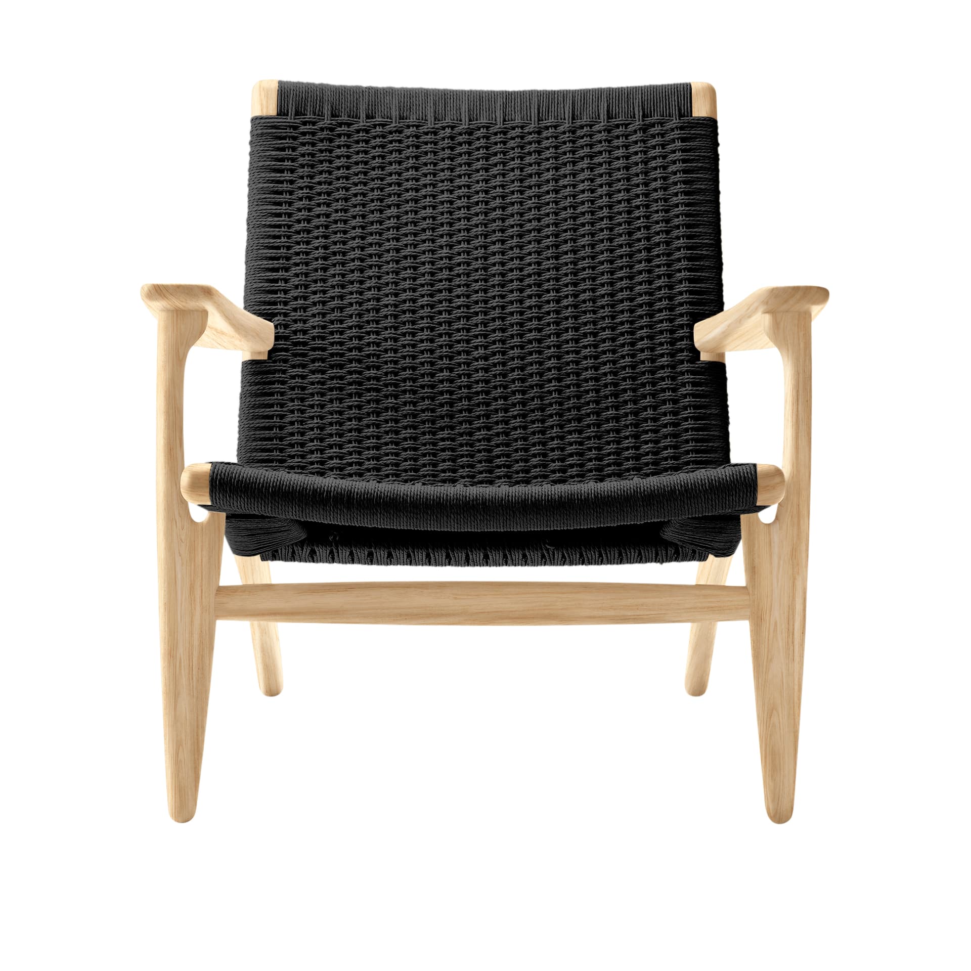Carl Hansen - CH25, Klarlackad Ek, Svartflätat papperssnöre - Lenestoler - Hans J. Wegner - Tre farget - Naturlig materiale/Tre