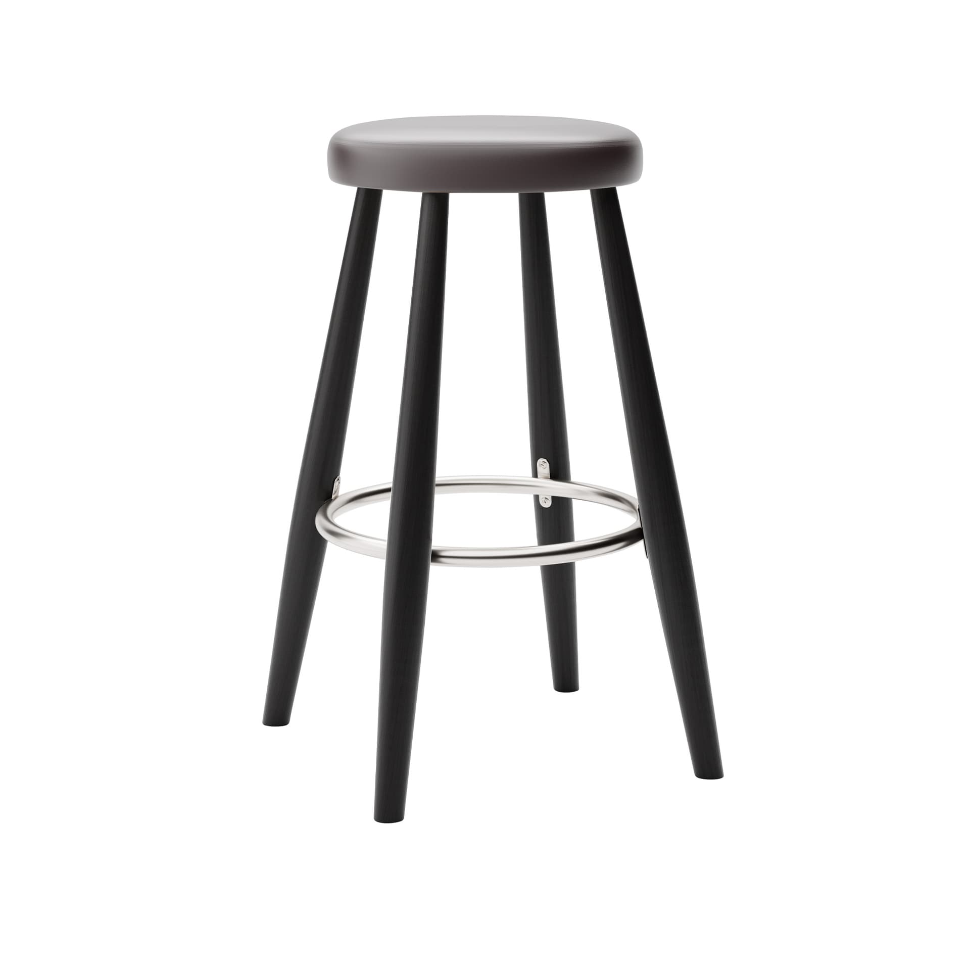 Carl Hansen - CH58 Low Stool, Svartlackad Ek, Lädergrupp B Thor - 306 - Barstoler & barkrakker - Hans J. Wegner - Svart - Lær/Metall/Tre