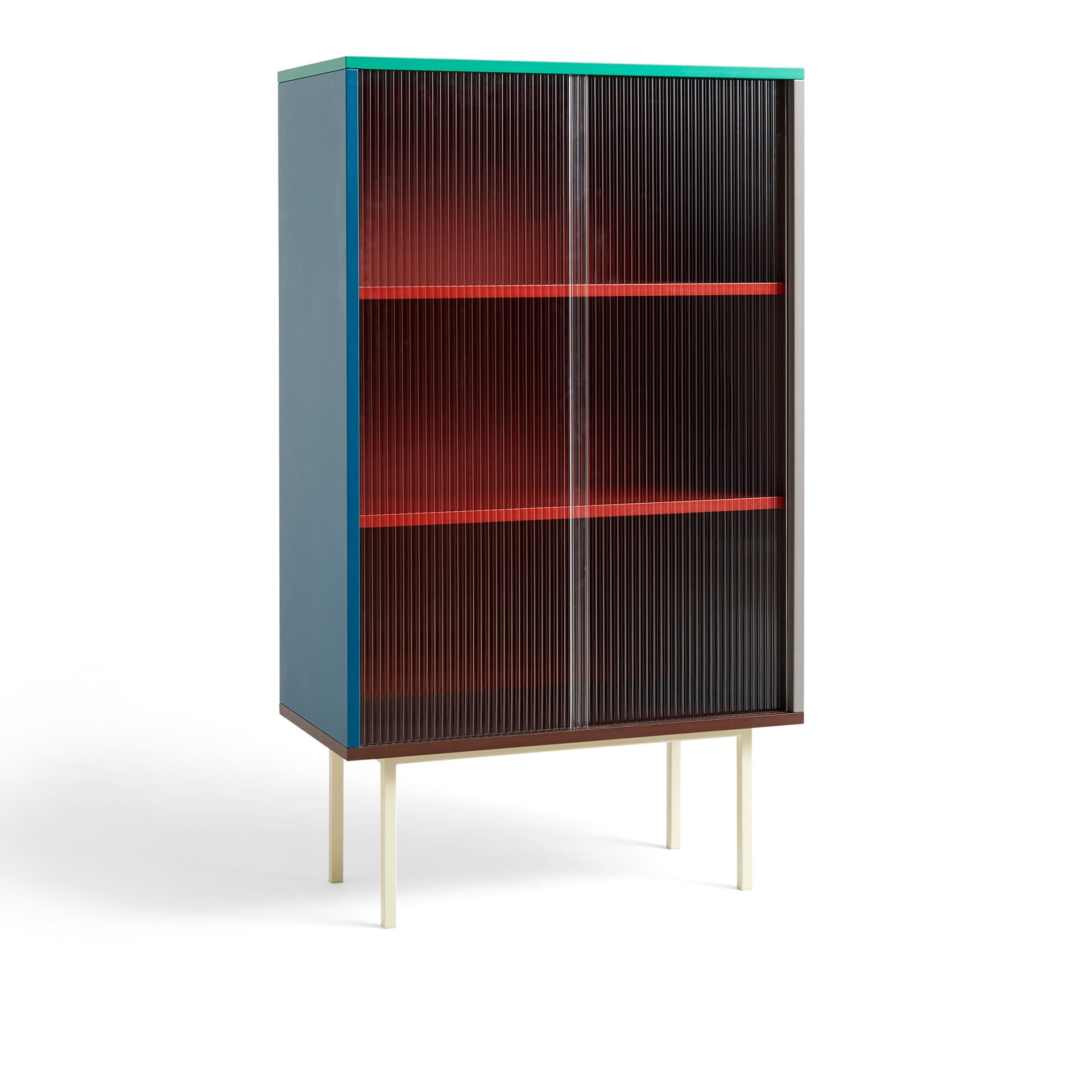 HAY - Colour Cabinet Tall w. Glass Doors - Multi - Vitrineskap - Muller Van Severen - Flerfarget - Glass/Metall/Tre