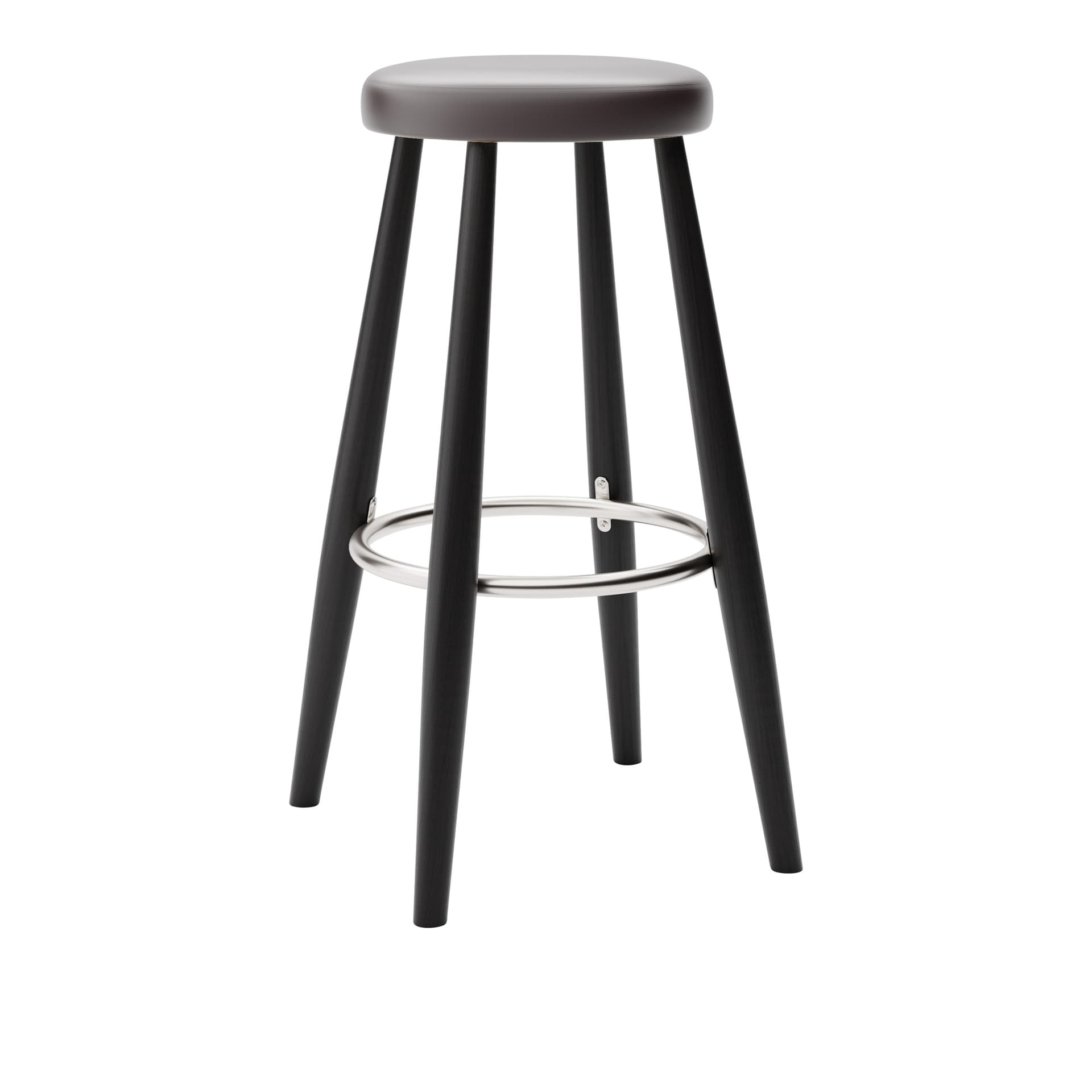 Carl Hansen - CH56 High Stool, Svartlackad Ek, Lädergrupp B Thor - 306 - Barstoler & barkrakker - Hans J. Wegner - Svart - Lær/Metall/Tre
