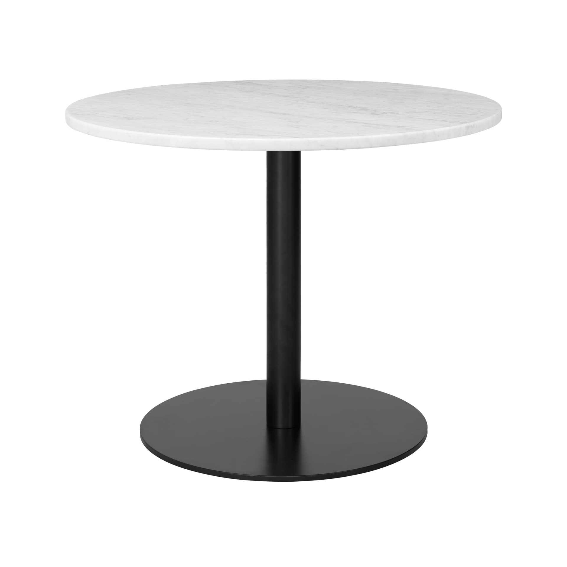Gubi - Gubi 1.0 Lounge Table, Round, Ø80, Black Base, Marble Top - Bianco Carrara - Sofabord - Hvit - Metall/Stein