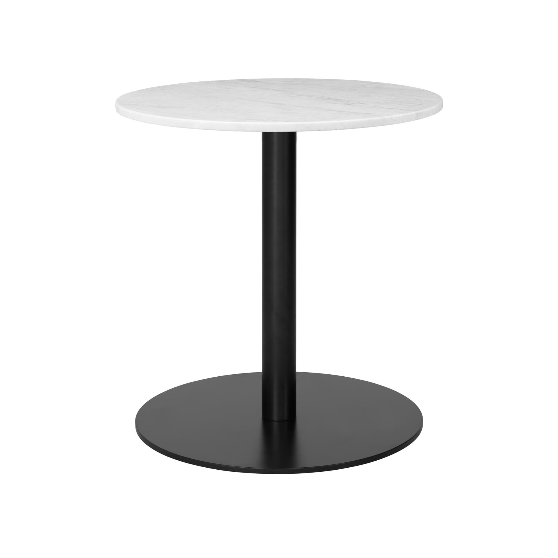 Gubi - Gubi 1.0 Lounge Table, Round, Ø60, Black Base, Marble Top - Bianco Carrara - Sofabord - Hvit - Metall/Stein