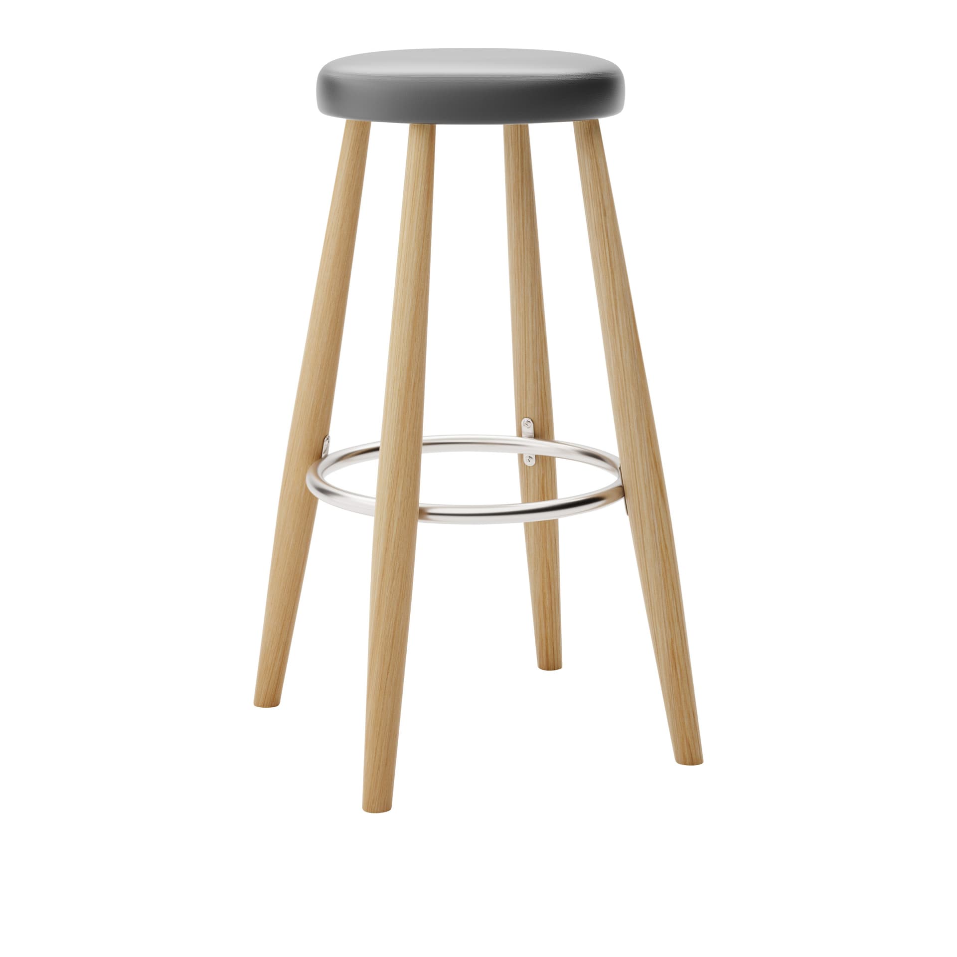 Carl Hansen - CH56 High Stool, Oljad Ek, Lädergrupp A Loke - 7150 - Barstoler & barkrakker - Hans J. Wegner - Tre farget - Lær/Metall/Tre