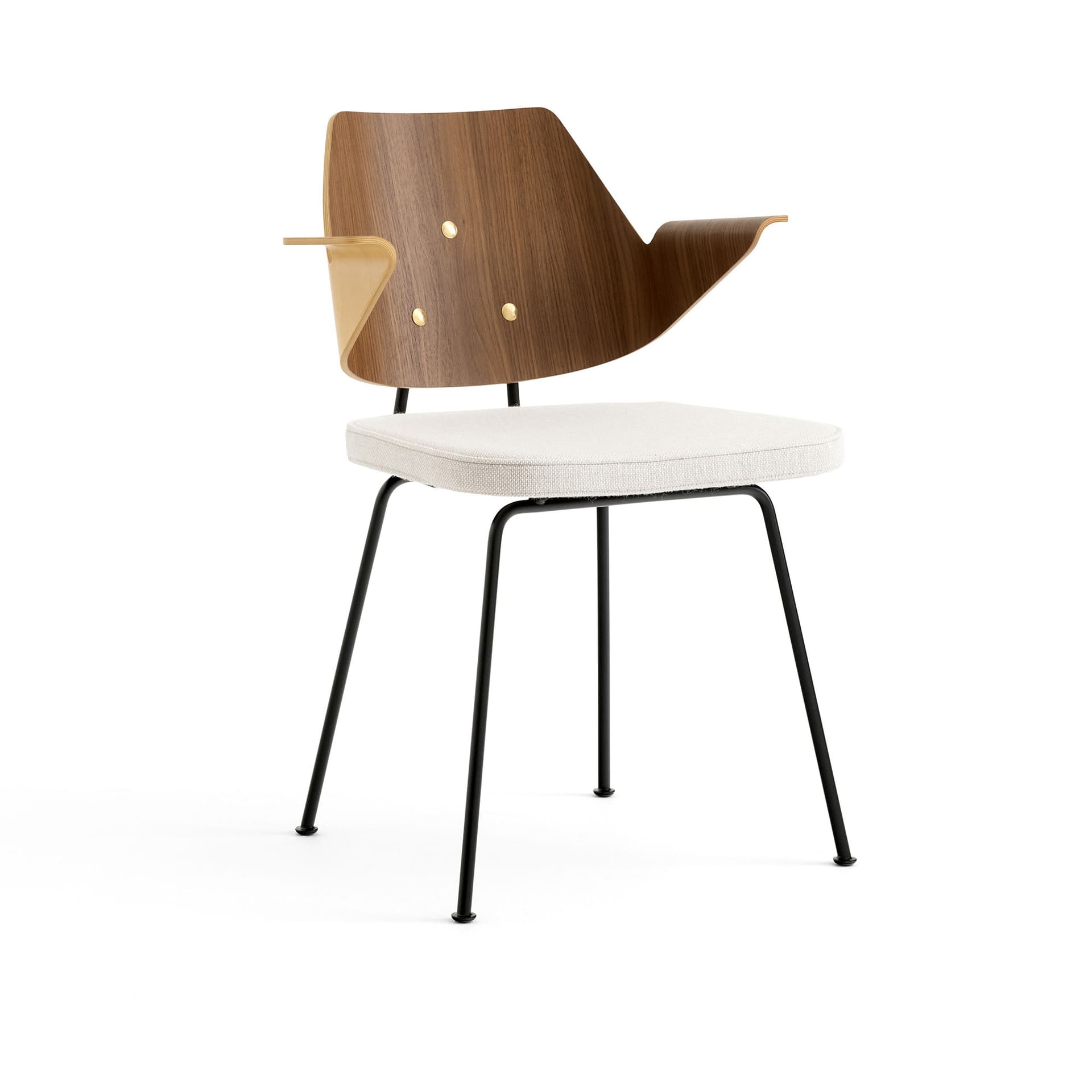 &Tradition - RFH Armchair RD7 Seat uphol. Black frame, Lacquered walnut & beech - Hallingdal 0103, Plastic gliders - Spisestoler - Robin Day - Beige - Metall/Tre