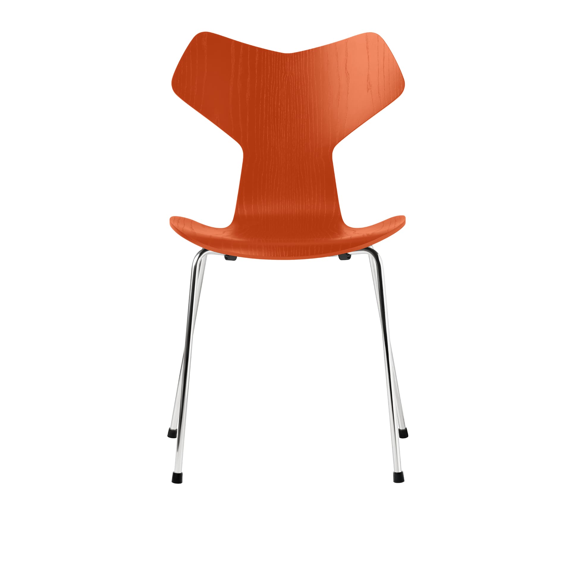 Fritz Hansen - 3130 Grand Prix, Färgad Ask, Paradise Orange, Underrede Förkromat Stål - Spisestoler - Arne Jacobsen - Oransje - Metall/Tre