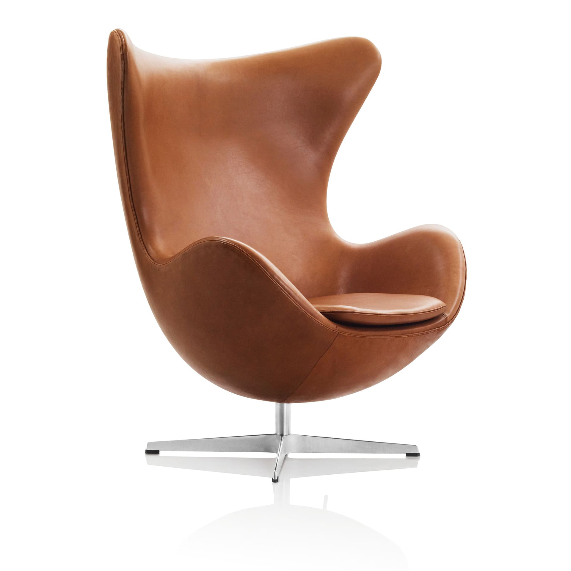 Fritz Hansen - 3316 Ägget Läder Grace Walnut - Svingbare lenestoler - Arne Jacobsen - Brun - Lær/Metall/Skum