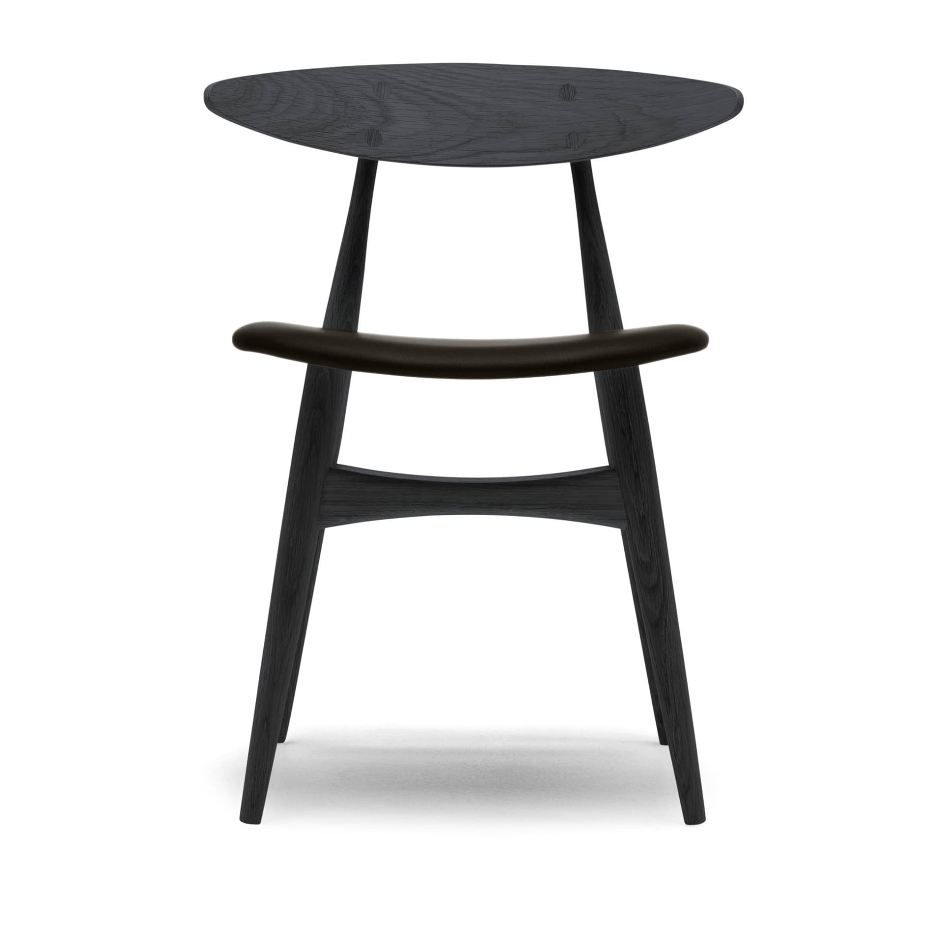 Carl Hansen - CH33P - Klädd sits, Svartlackad Ek, Lädergrupp B Thor - 301 - Spisestoler - Hans J. Wegner - Svart - Tre