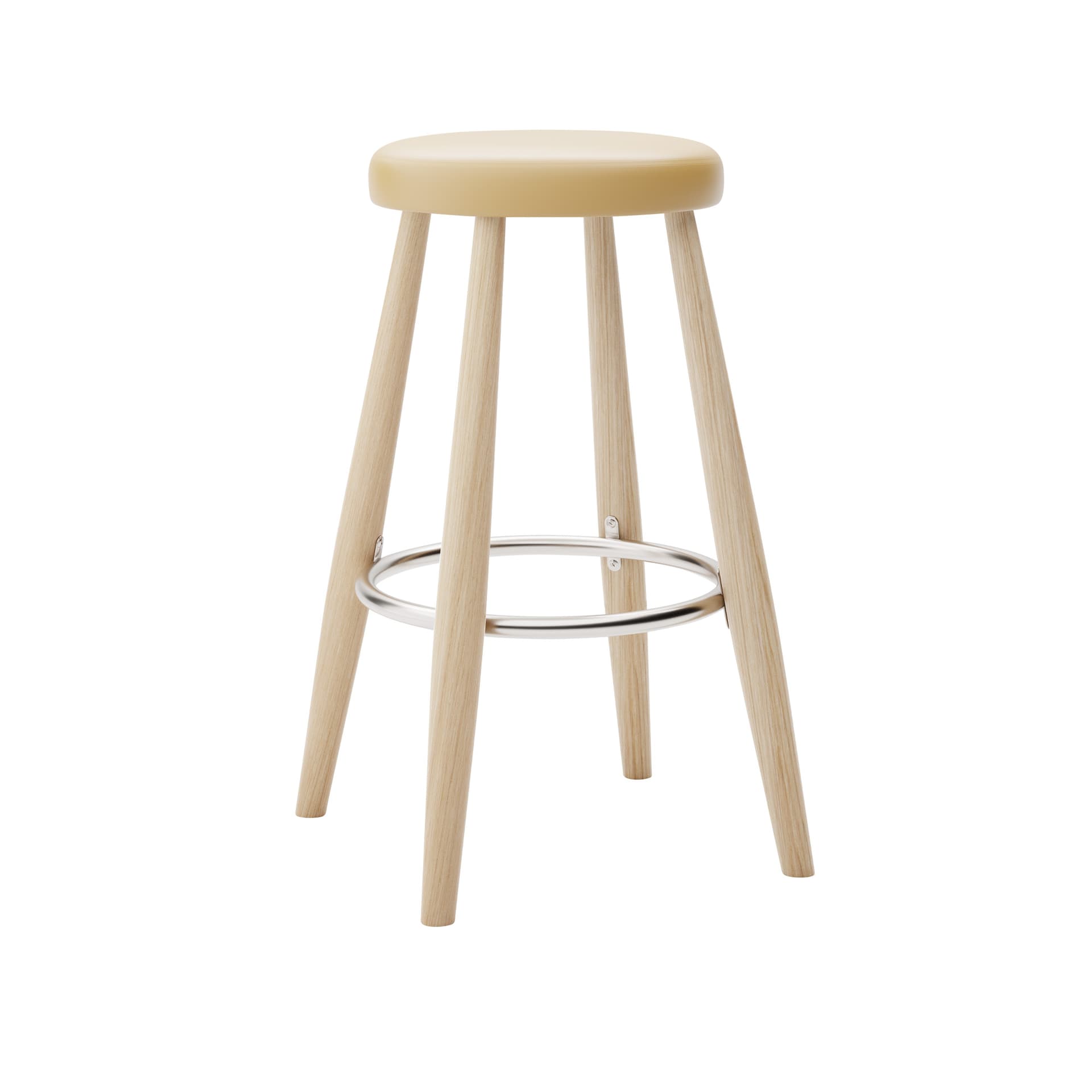 Carl Hansen - CH58 Low Stool, Vitoljad Ek, Lädergrupp B Thor - 325 - Barstoler & barkrakker - Hans J. Wegner - Tre farget - Lær/Metall/Tre
