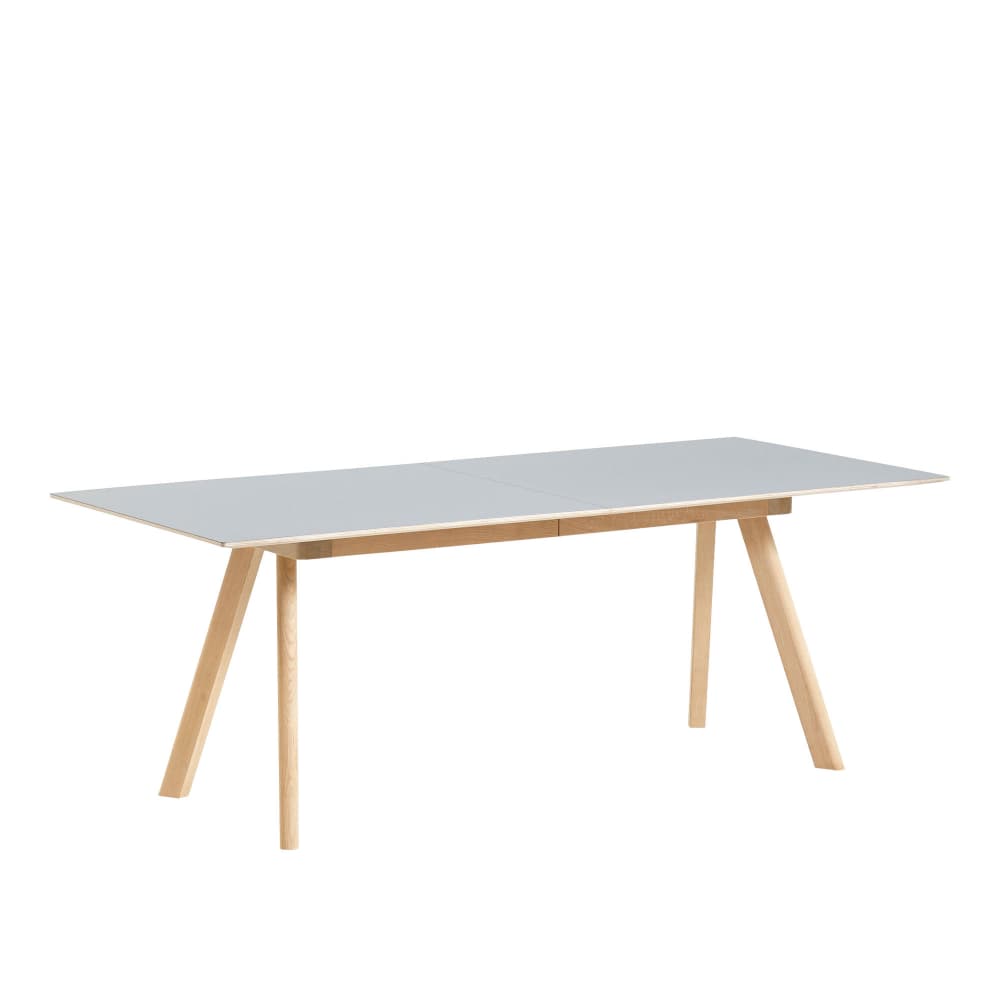HAY - CPH30 2.0 Extendable Table Lacquered Oak Frame L200 X W90 X H74  Grey Linoleum Tabletop Lacquered Edge - Spisebord - Ronan & Erwan Bouroullec - Grå - Tre