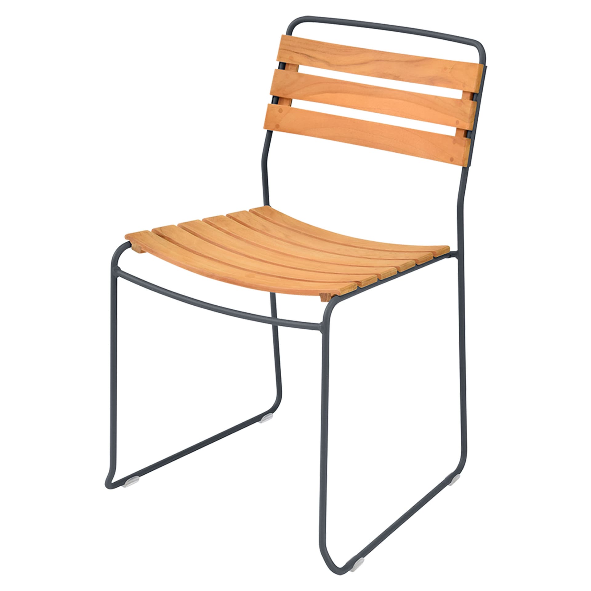 Fermob - Surprising Teak Chair - Anthracite - Utendørs spisebordstoler - Harald Guggenbichler - Svart - Metall/Tre