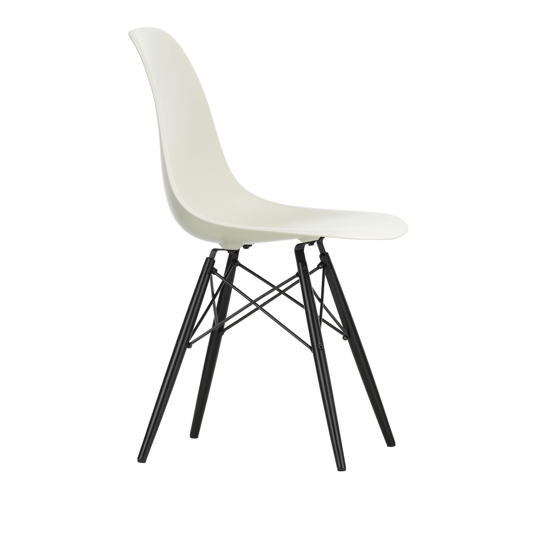 Vitra - Eames Plastic Chair DSW - 11 Pebble/Black Maple - Spisestoler - Charles & Ray Eames - Hvit - Metall/Tre/Plast