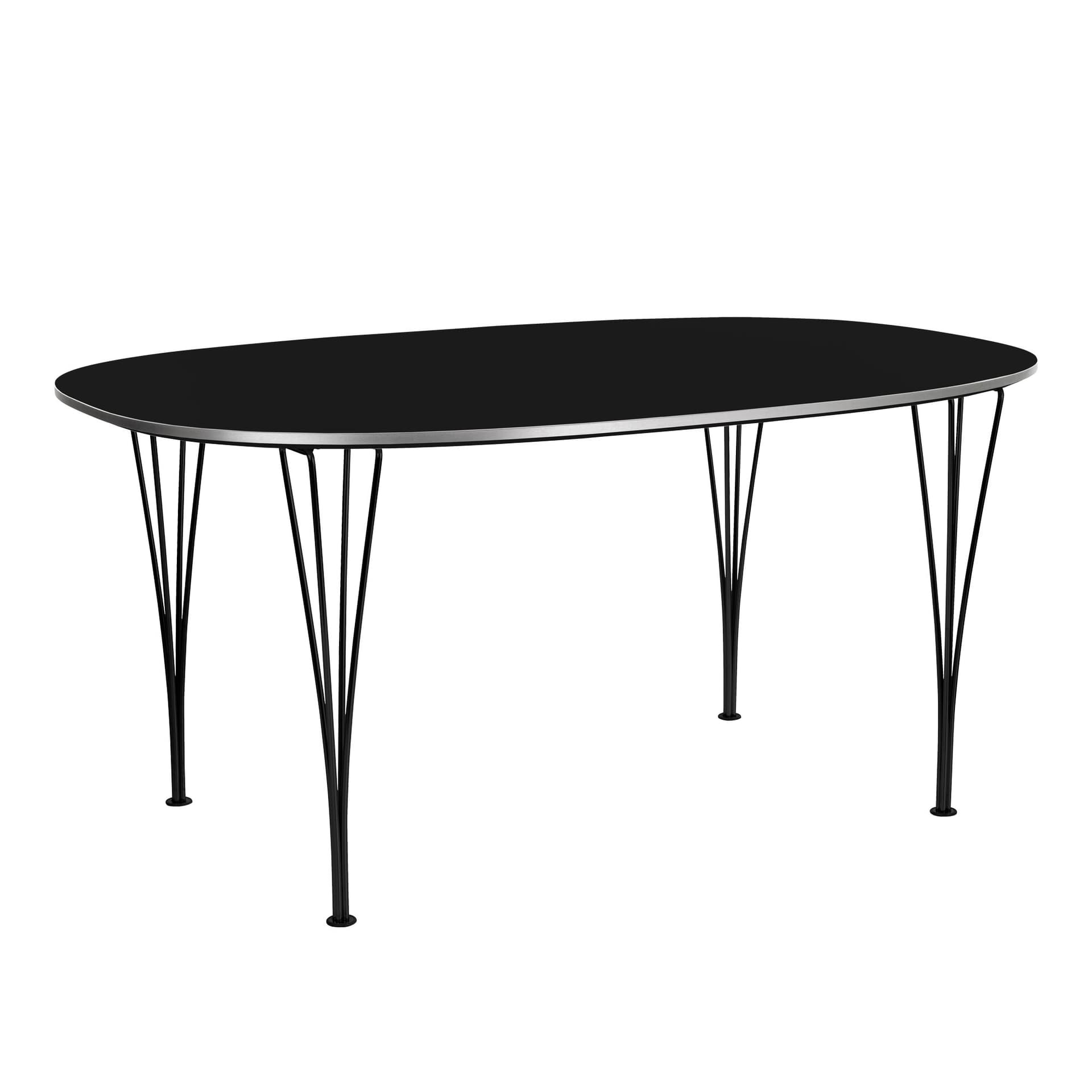 Fritz Hansen - B616 Superellips, 100x170 cm, Laminat, Svart, Svart pulverlack - Spisebord - Arne Jacobsen,Bruno Mathsson,Piet Hein - Svart - Metall/Tre