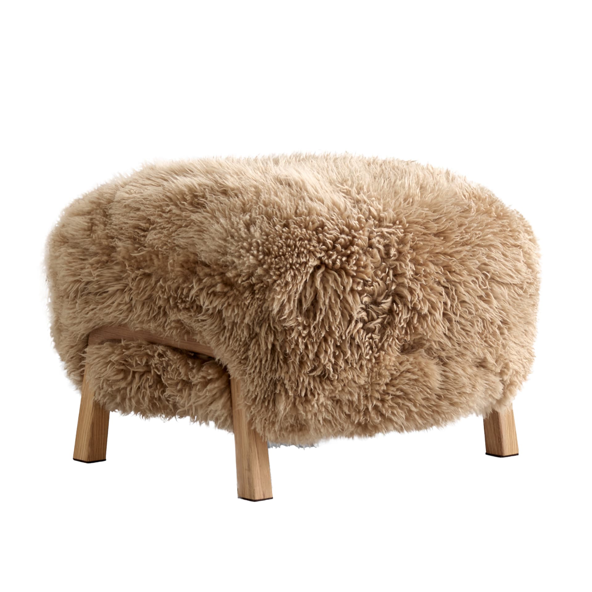 &Tradition - Wulff Pouf ATD3, Oak Fabric Cat. Sheep MTO 50 mm Honey - Skamler & Taburetter - Brun - Tre/Tekstilmateriale/Syntetisk materiale/Skum