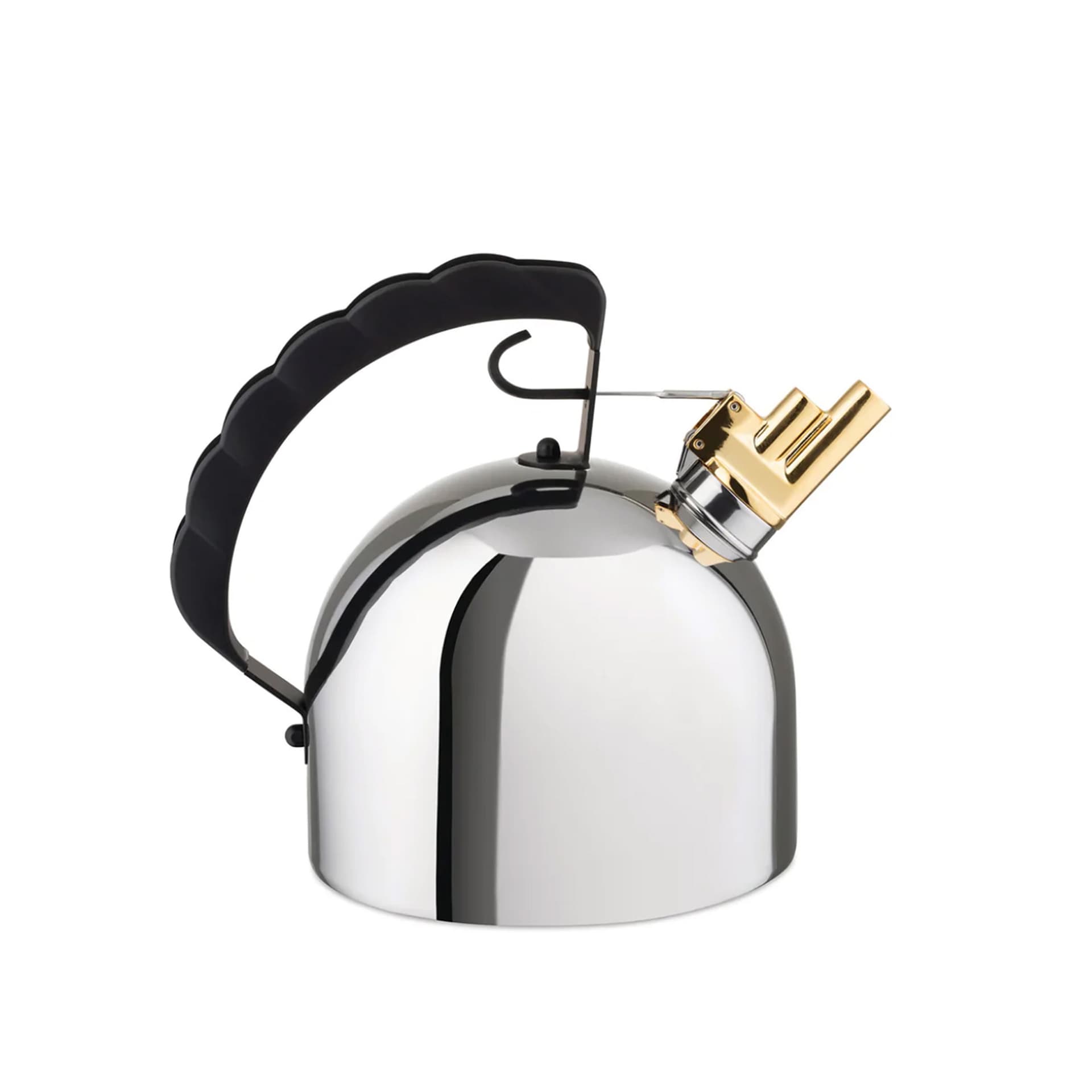 Alessi - Kettle 9091  Stainless Steel / Brass / Black - Vannkokere - Richard Sapper - Sølv