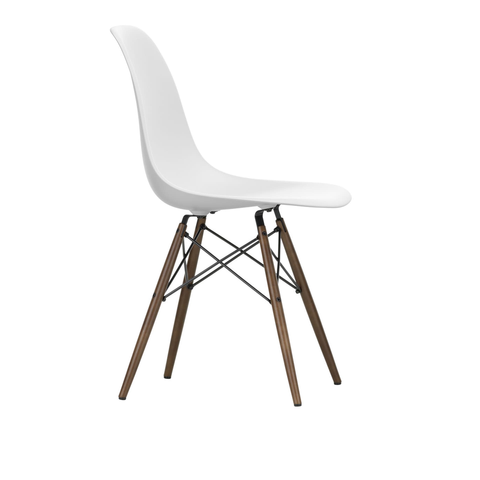 Vitra - Eames RE Plastic Chair DSW 85 Cotton White, Dark Maple - Spisestoler - Charles & Ray Eames - Hvit - Metall/Plast