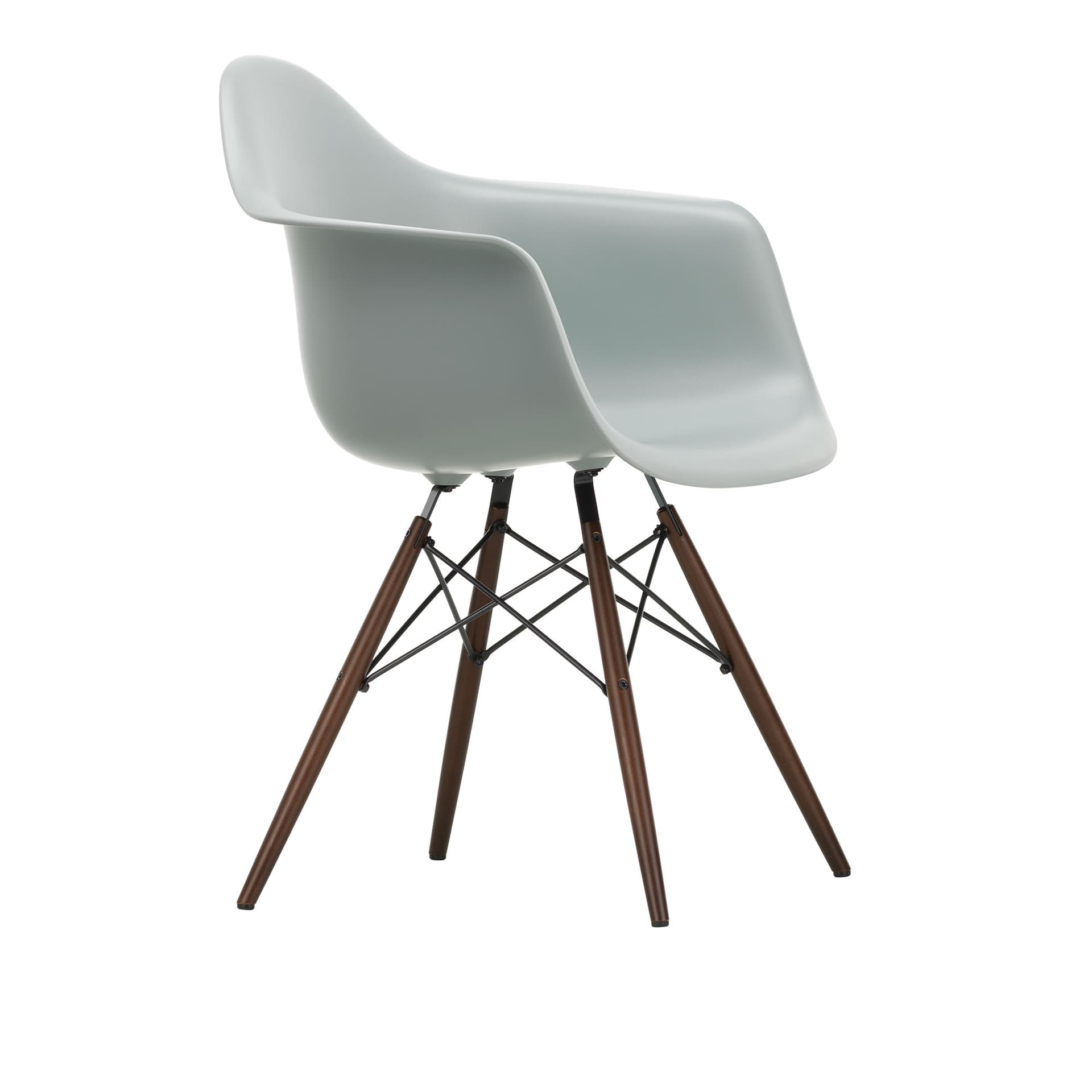 Vitra - Eames Plastic Armchair DAW - 24 Light Grey - Dark Maple - Spisestoler - Charles & Ray Eames - Grå - Metall/Tre/Plast