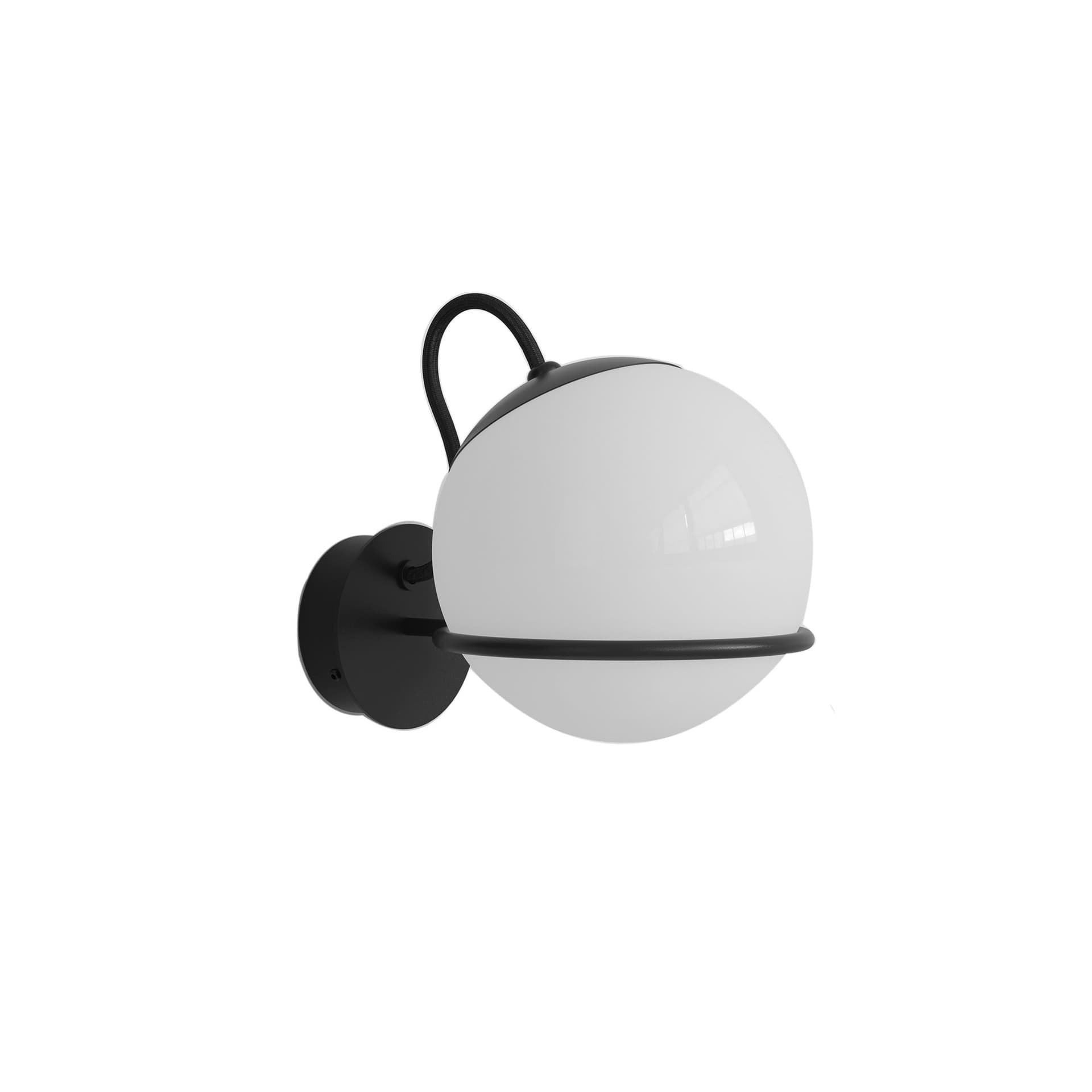 Astep - Model 237/1, 1 Opaline Sphere (14cm Diameter), Black Mount - Vegglamper - Gino Sarfatti - Svart,Hvit - Glass/Metall