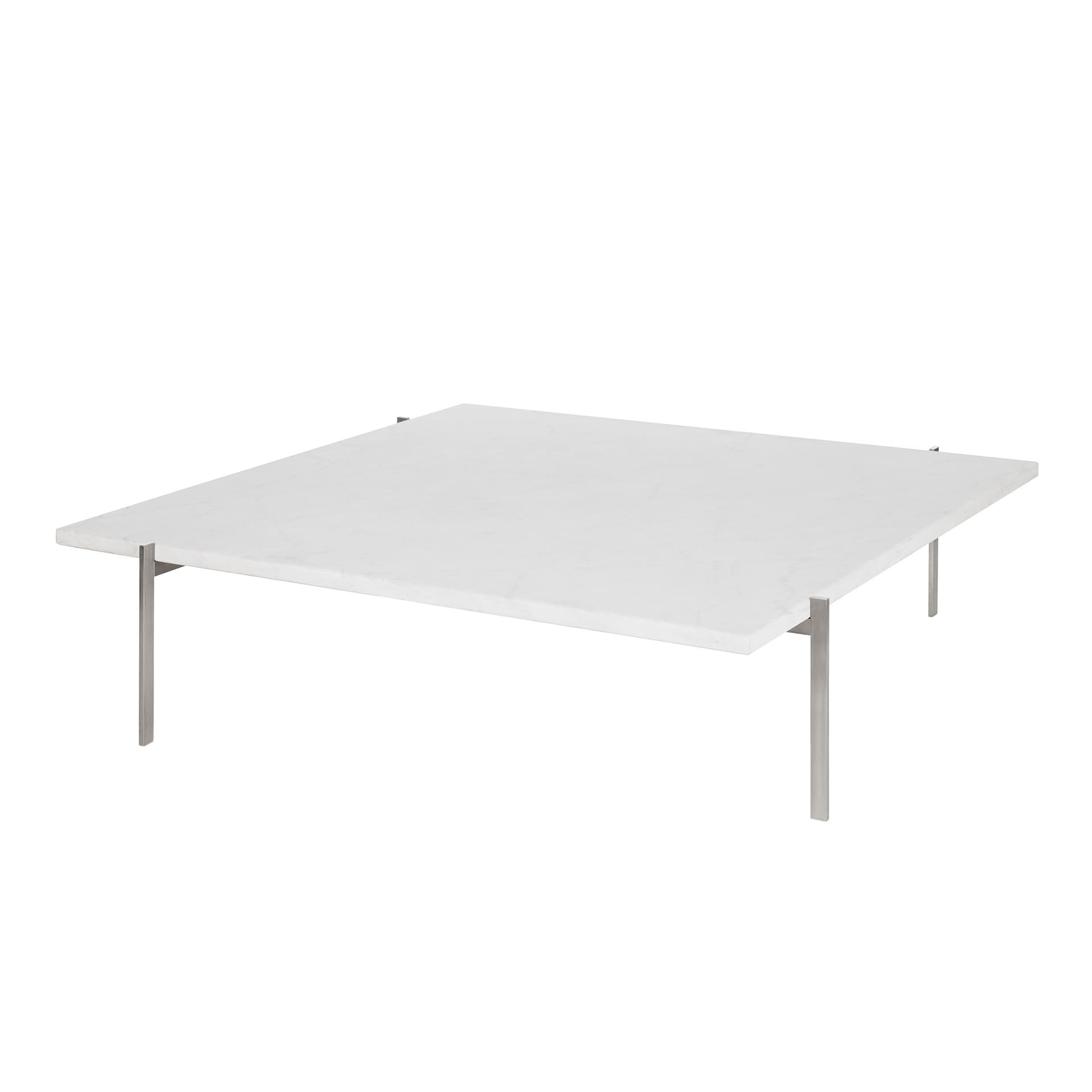 Fritz Hansen - PK61A, Vit, Valsad marmor - Sofabord - Poul Kjærholm - Hvit - Metall/Stein