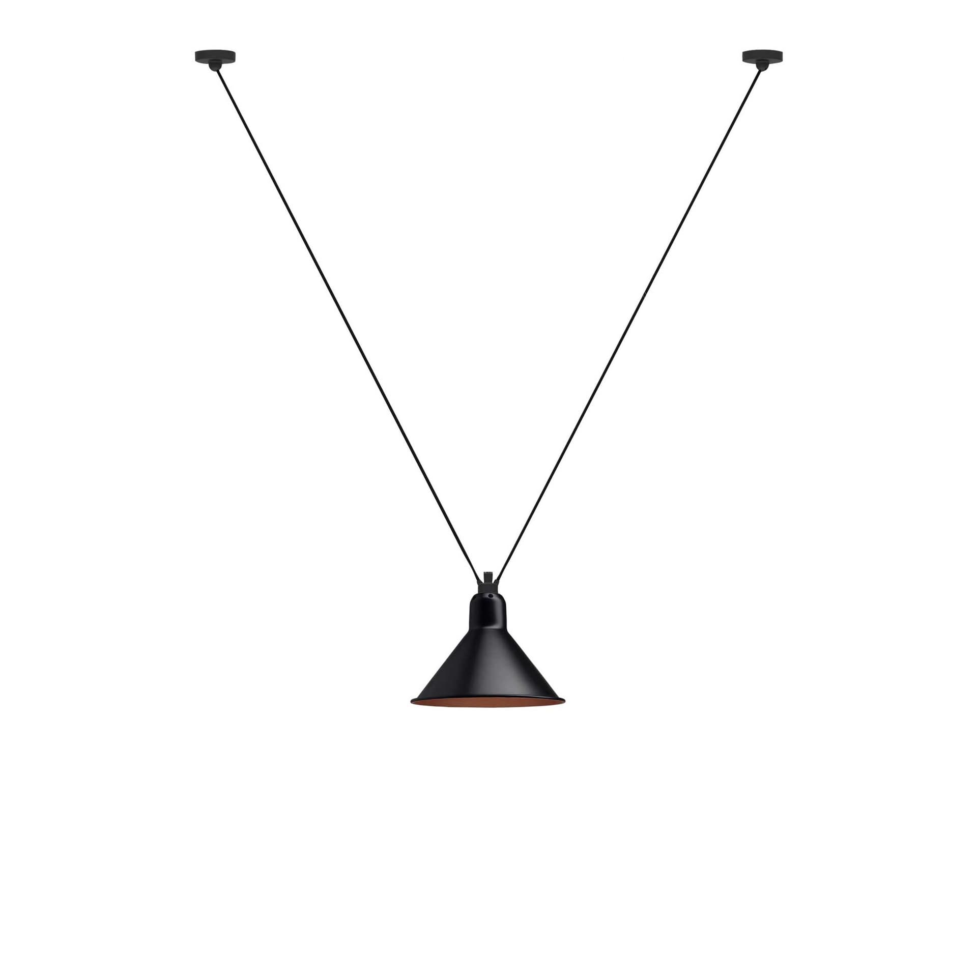 Lampe Gras - 323 L Pendel Konisk Svart/Kobber