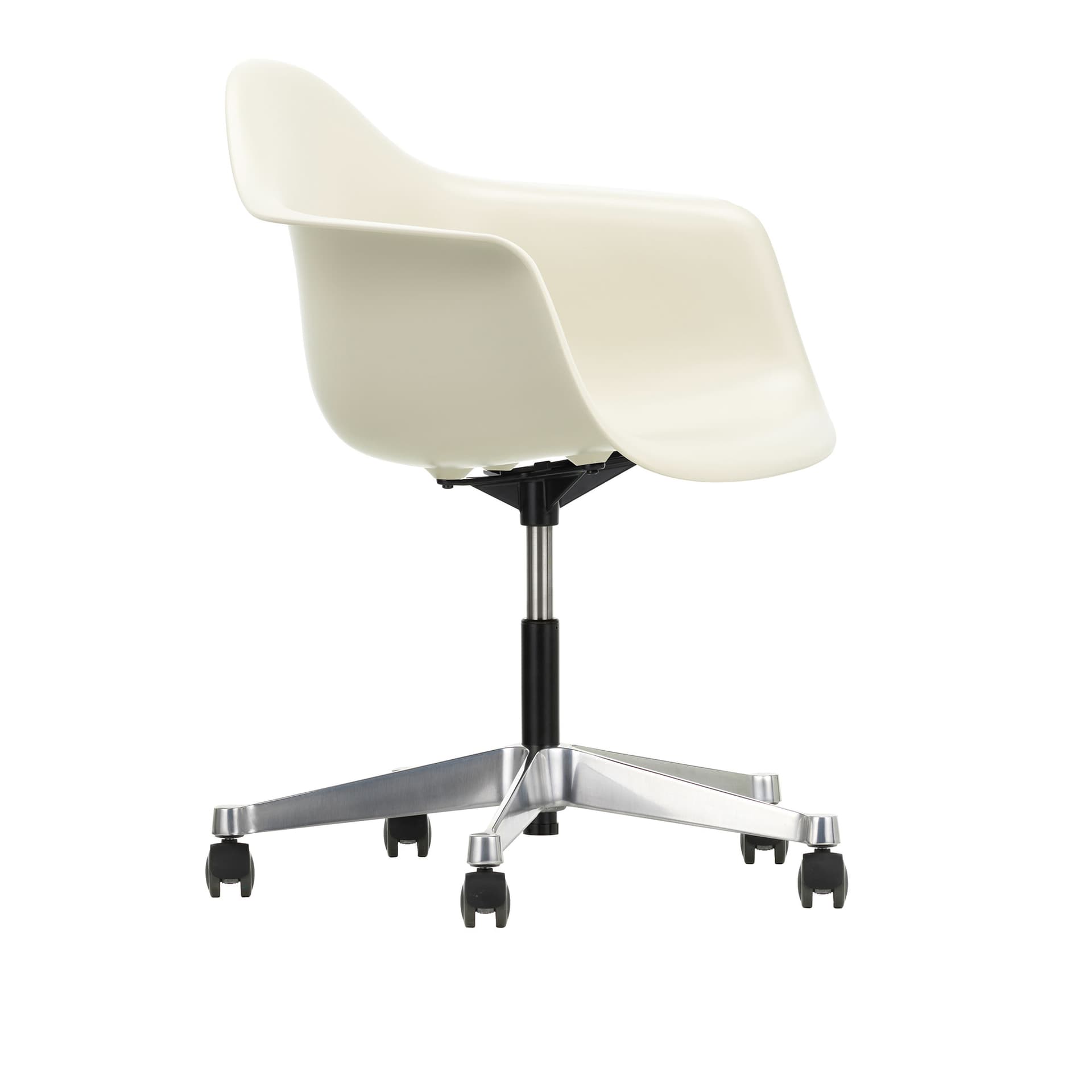 Vitra - Eames Plastic Armchair PACC - 11 Pebble - Castors Soft - Kontorstoler - Charles & Ray Eames - Hvit