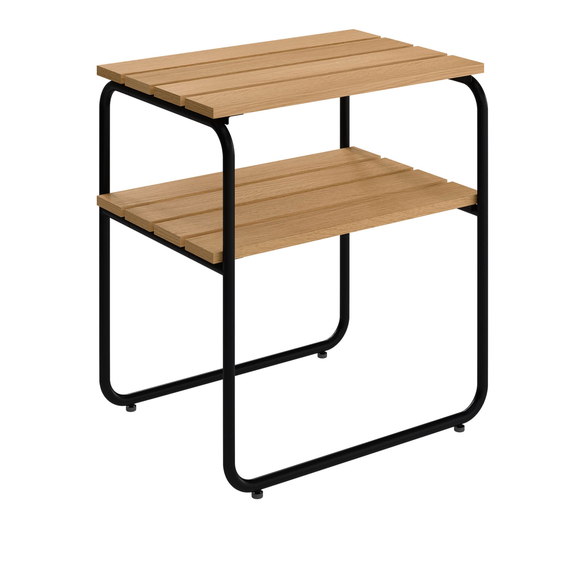 Grythyttan Stålmöbler - Sidobord L45 Oljad Ek / Svart Stativ - Utendørs småbord & sidebord - Jan-Olof Ågren,Maria Håård - Tre farget - Metall/Tre