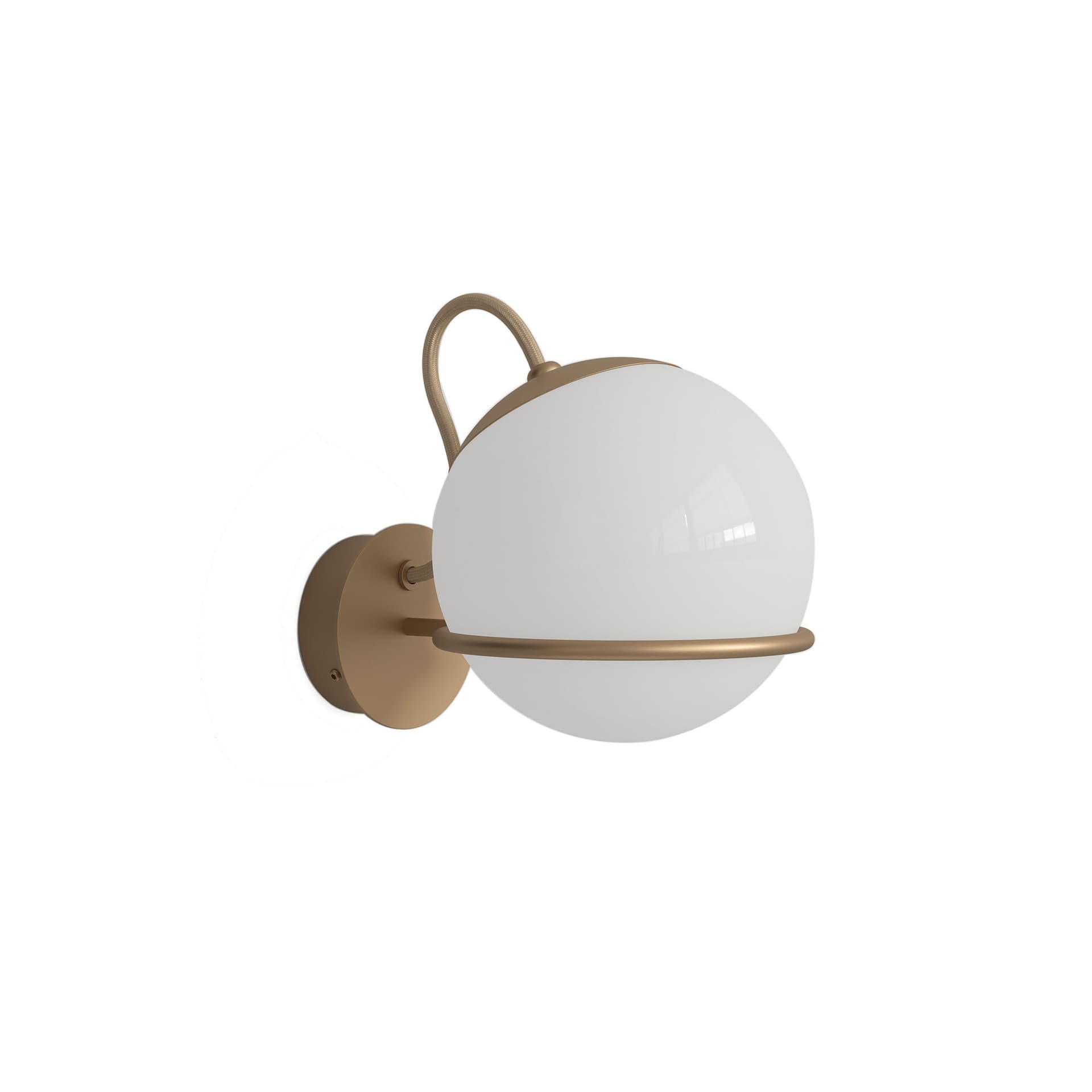 Astep - Model 237/1, 1 Opaline Sphere (14cm Diameter), Champagne Mount - Vegglamper - Gino Sarfatti - Gull,Hvit - Glass/Metall