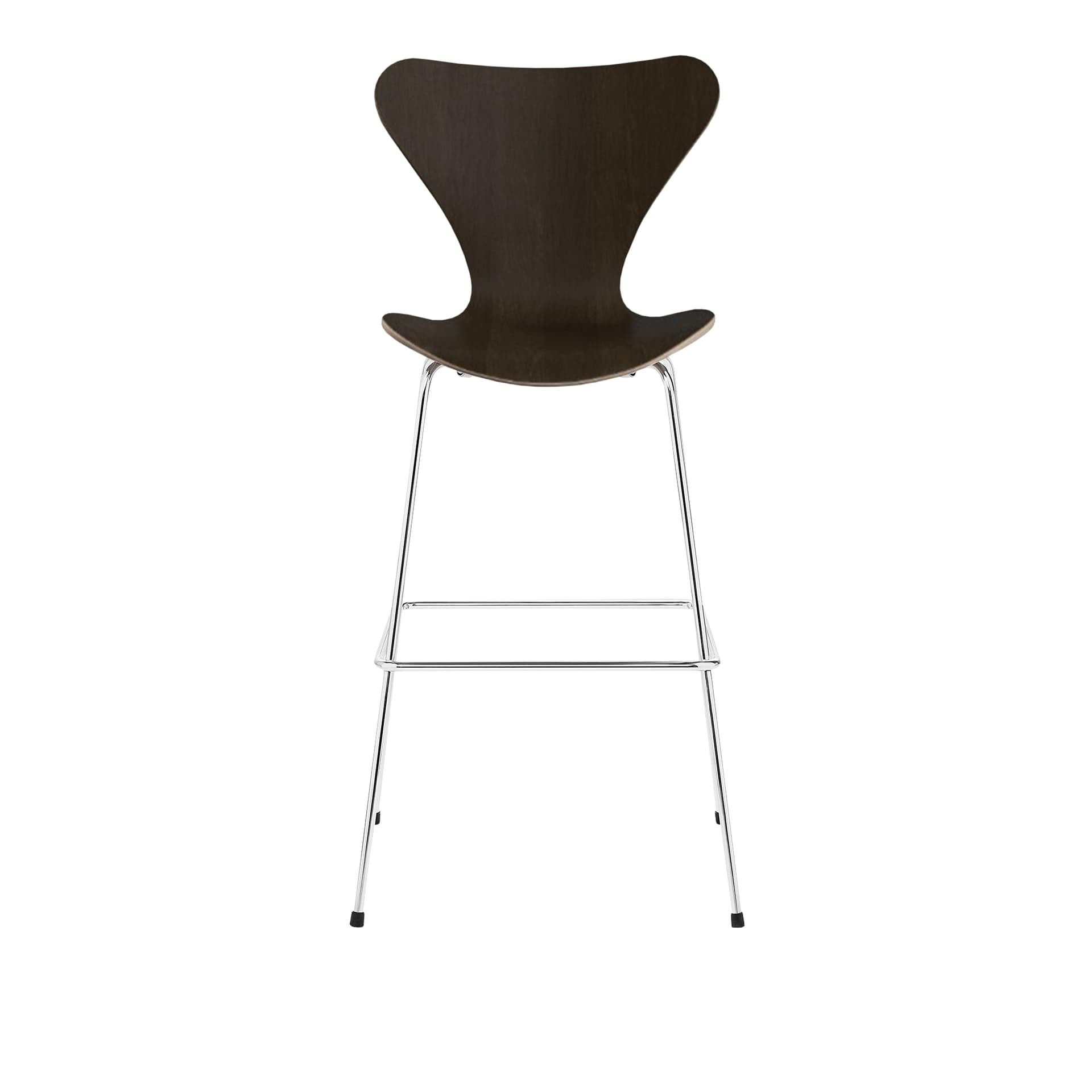 Fritz Hansen - 3197 Sjuan, Mörkbetsad ekfanér - Barstoler & barkrakker - Arne Jacobsen - Tre farget - Metall/Tre
