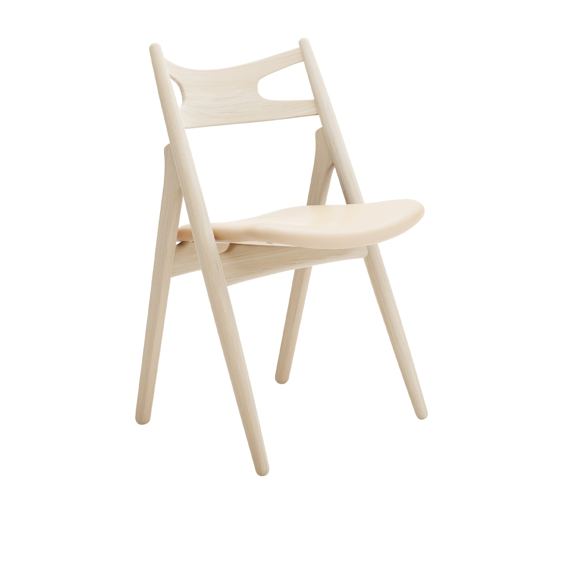 Carl Hansen - CH29P Sawbuck Chair, Tvålad Ek, Lädergrupp C Sif - 90 - Spisestoler - Hans J. Wegner - Tre farget - Tre