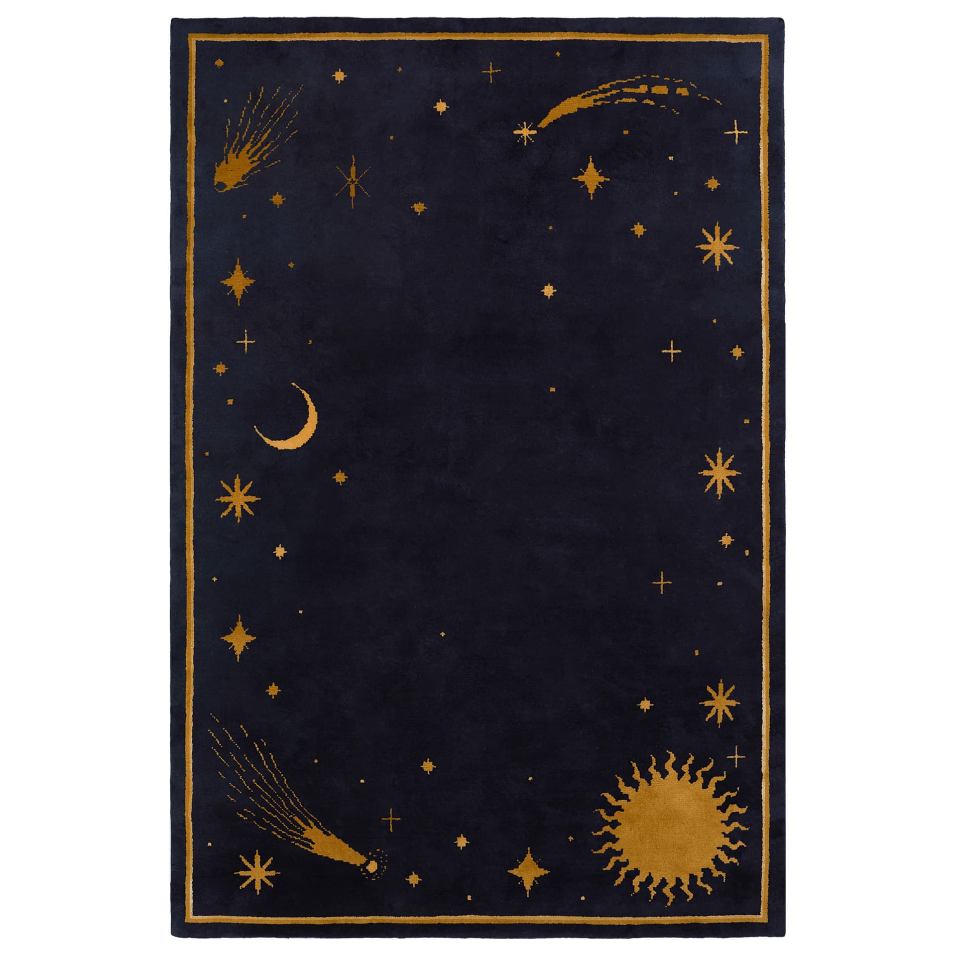 Nordic Knots - Celestial - Deep Navy/Ochre 200 x 300 - Ulltepper - Ull
