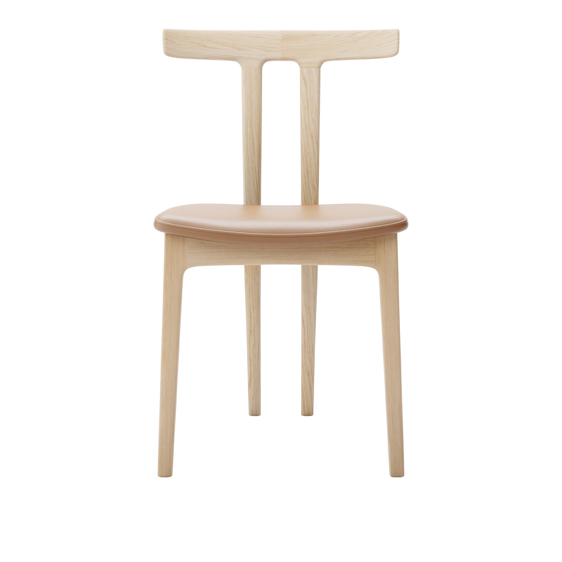 Carl Hansen - OW58, T-Chair, White Oiled Oak, Leather Cat. C Sif 95 - Spisestoler - Ole Wanscher - Tre farget - Lær/Tre/Skum