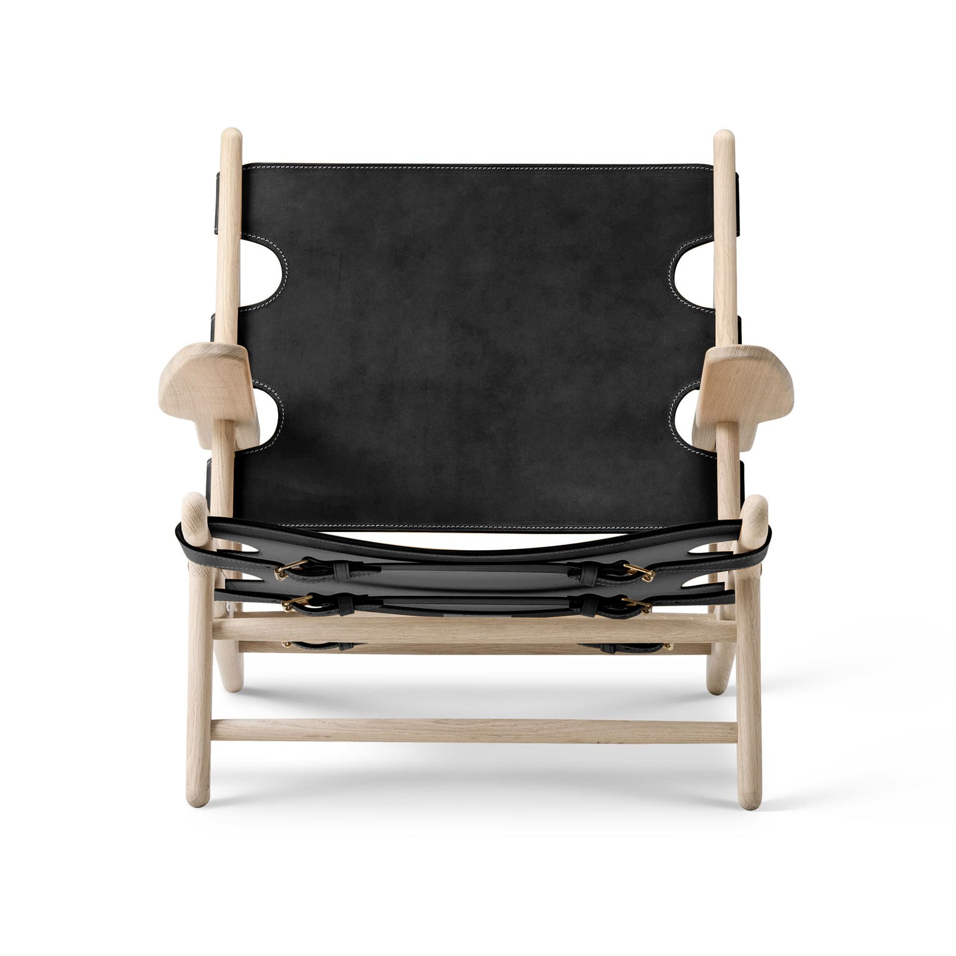 Fredericia Furniture - The Hunting Chair Oak soap / Black leather - Lenestoler - Børge Mogensen - Svart - Lær/Tre