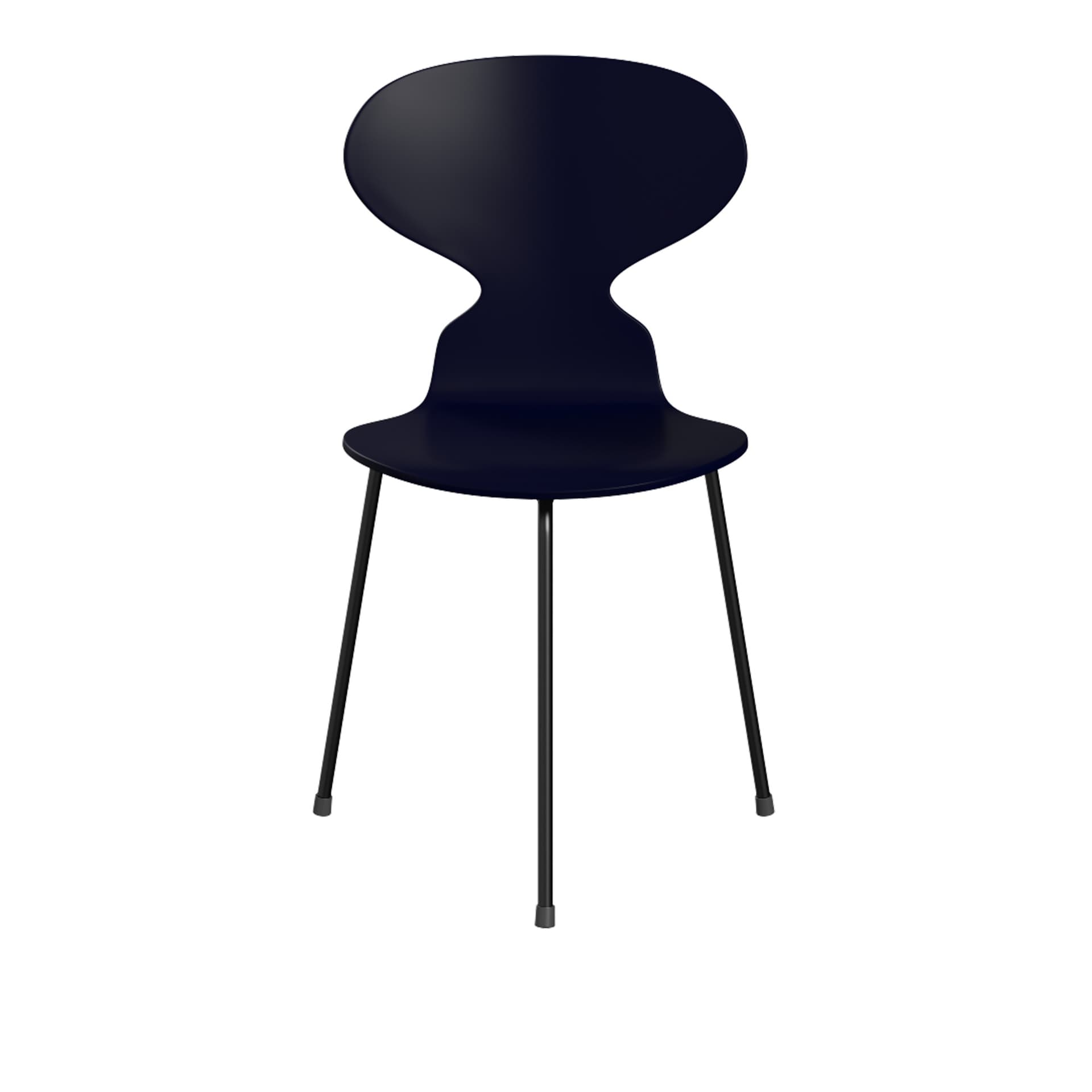 Fritz Hansen - Ant 3100 lakkert bøketrefinér stålstativ svart midnight blue - Spisestoler - Arne Jacobsen - Blå - Metall/Tre