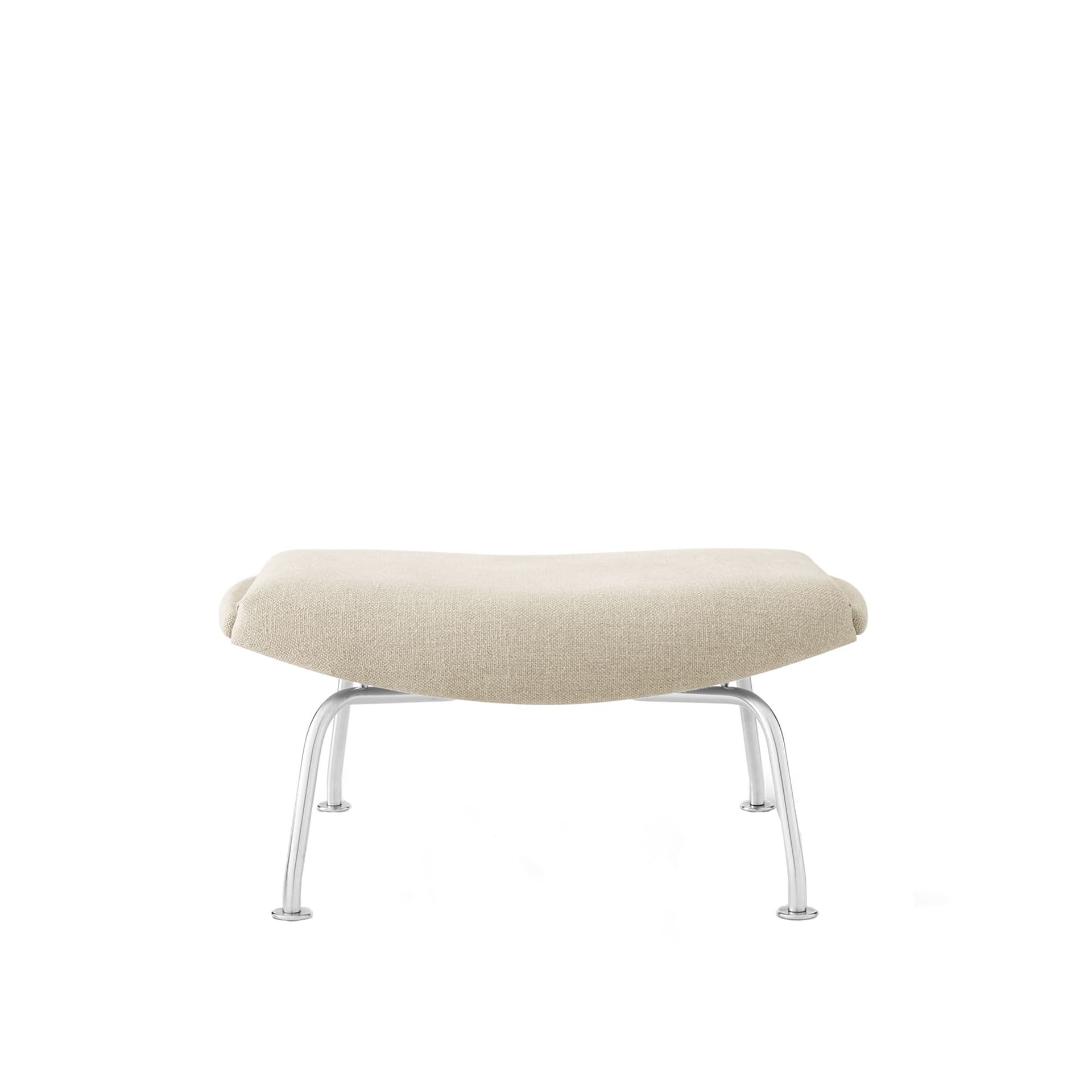 Fredericia Furniture - Wegner Ox Ottoman, Chrome, Fabric Cat. 1 Grand Linen 0024 - Skamler & Taburetter - Hans J. Wegner - Beige