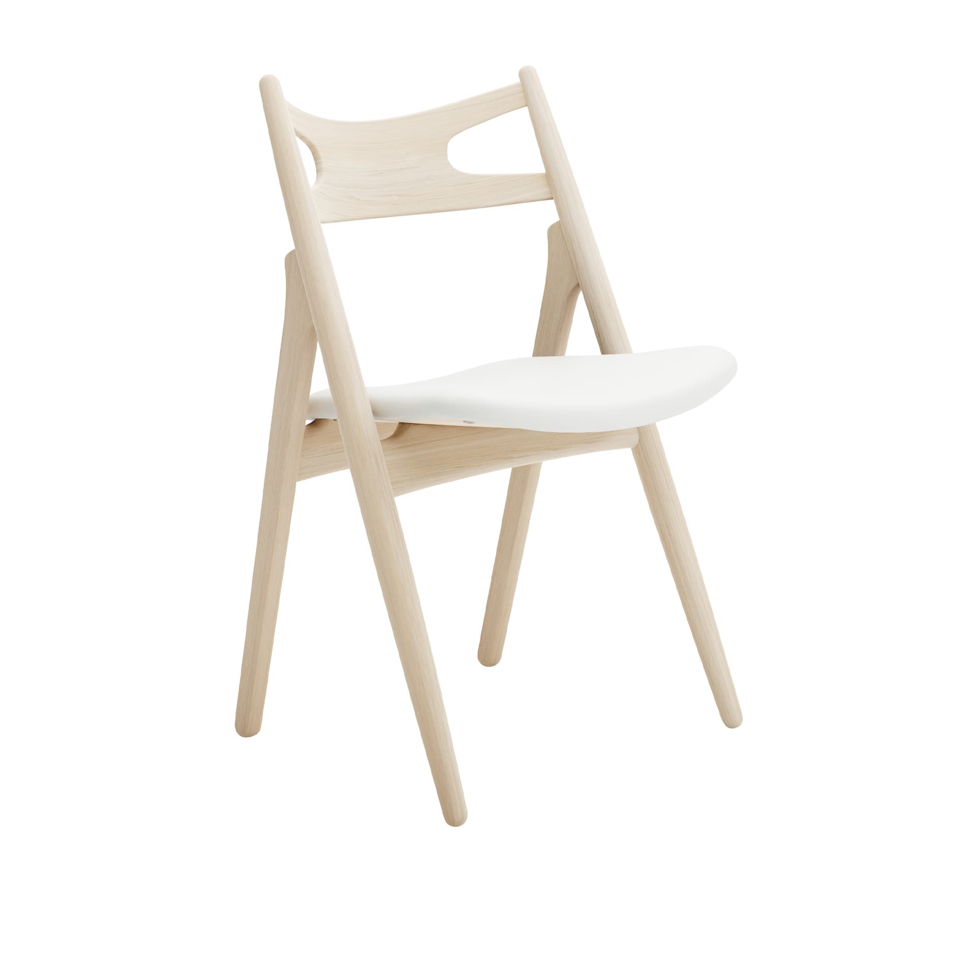 Carl Hansen - CH29P Sawbuck Chair, Tvålad Ek, Lädergrupp B Thor - 390 - Spisestoler - Hans J. Wegner - Tre farget - Lær/Tre