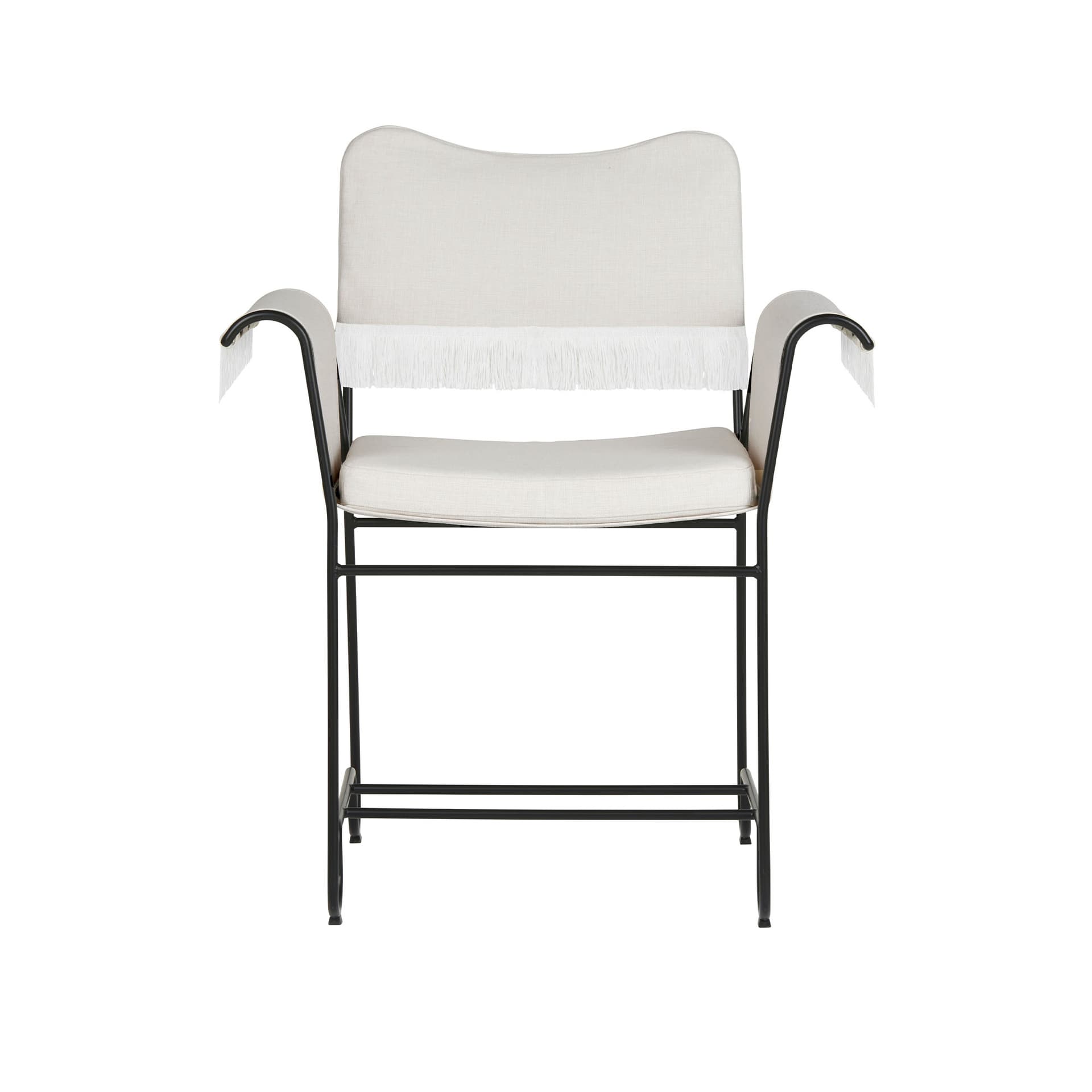 Gubi - Tropique Dining Chair - w. Fringes, Classic Black Base, Leslie, Limonta 06 - Utendørs spisebordstoler - Mathieu Matégot - Hvit - Tekstilmateriale