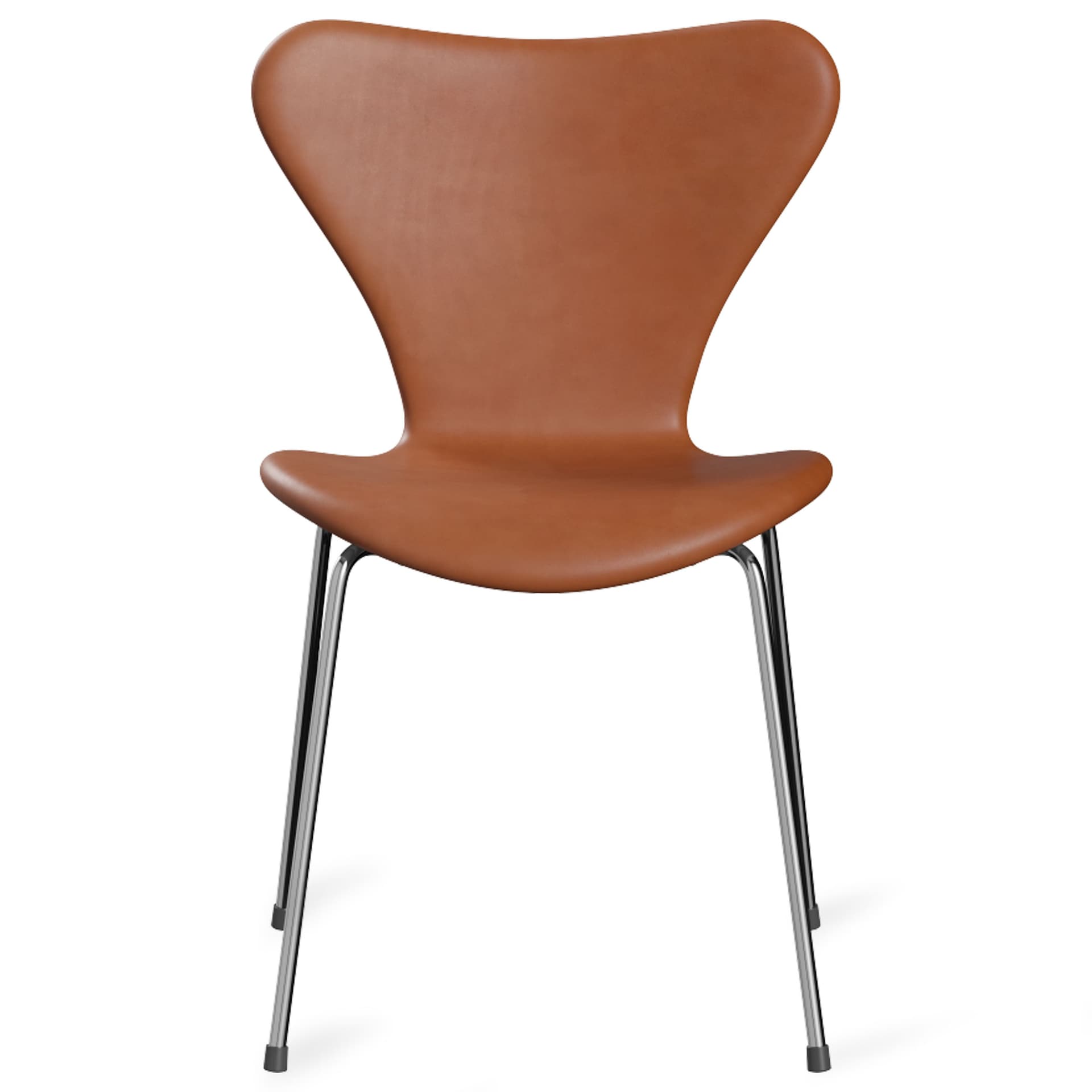 Fritz Hansen - Series 7 stol 3107 heltrukket lær stålram krom grace walnut - Spisestoler - Arne Jacobsen - Brun - Lær/Metall/Tre