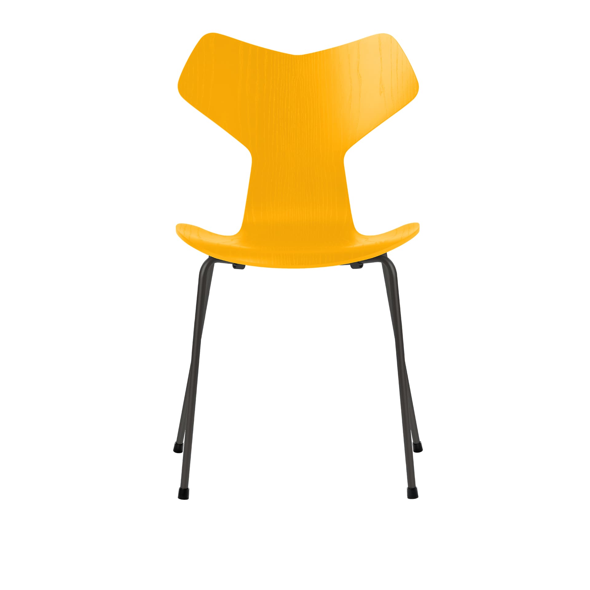 Fritz Hansen - 3130 Grand Prix, Färgad Ask, True Yellow, Underrede Warm Graphite - Spisestoler - Arne Jacobsen - Oransje,Gul - Metall/Tre