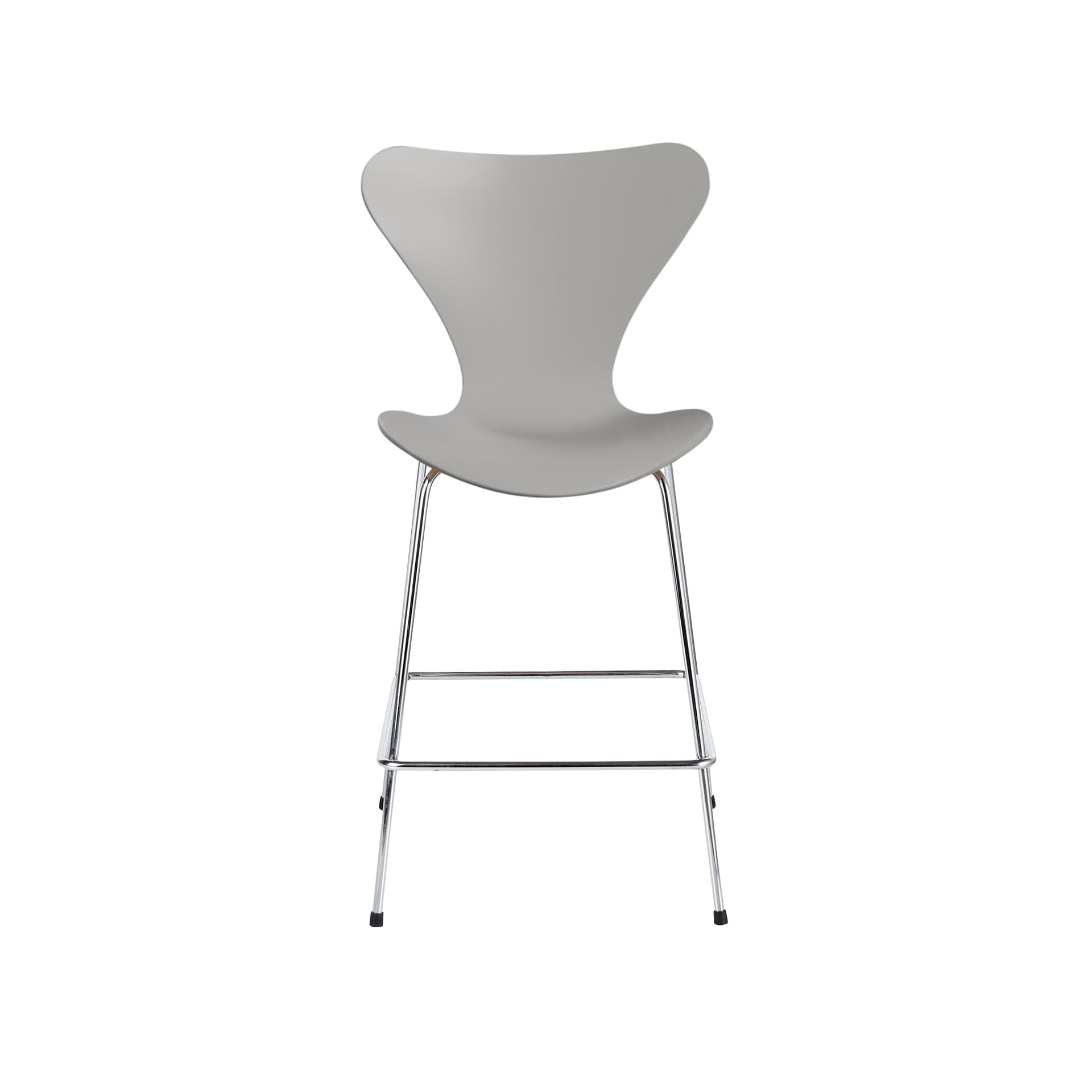 Fritz Hansen - 3187 Sjuan, Lackerad bokfanér, NineGrey - Barstoler & barkrakker - Arne Jacobsen - Grå - Metall/Tre