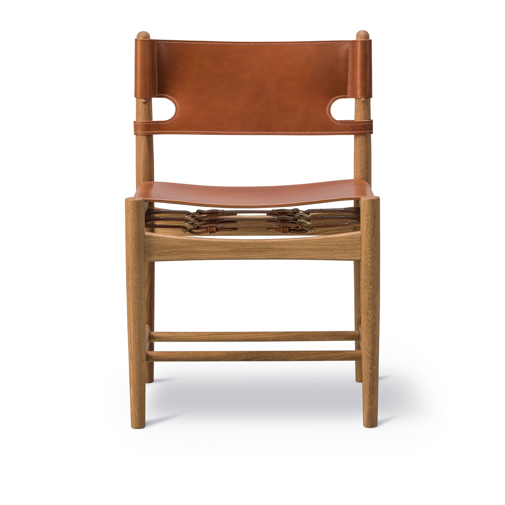 Fredericia Furniture - The Spanish Dining Chair Oljad ek / Cognac läder - Spisestoler - Børge Mogensen - Brun - Lær/Tre