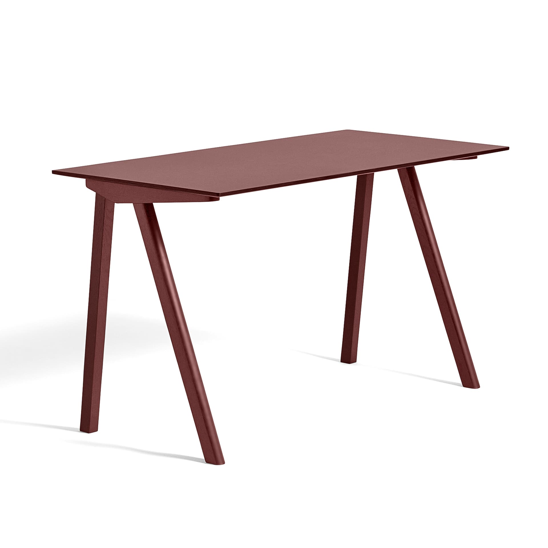 HAY - CPH90 2.0 Desk Bordeaux Lacquered Oak Frame L130 X W65 X H74 Burgundy Linoleum Top Bordeaux Lacquered Edge - Skrivebord - Ronan & Erwan Bouroullec - Rød - Tre