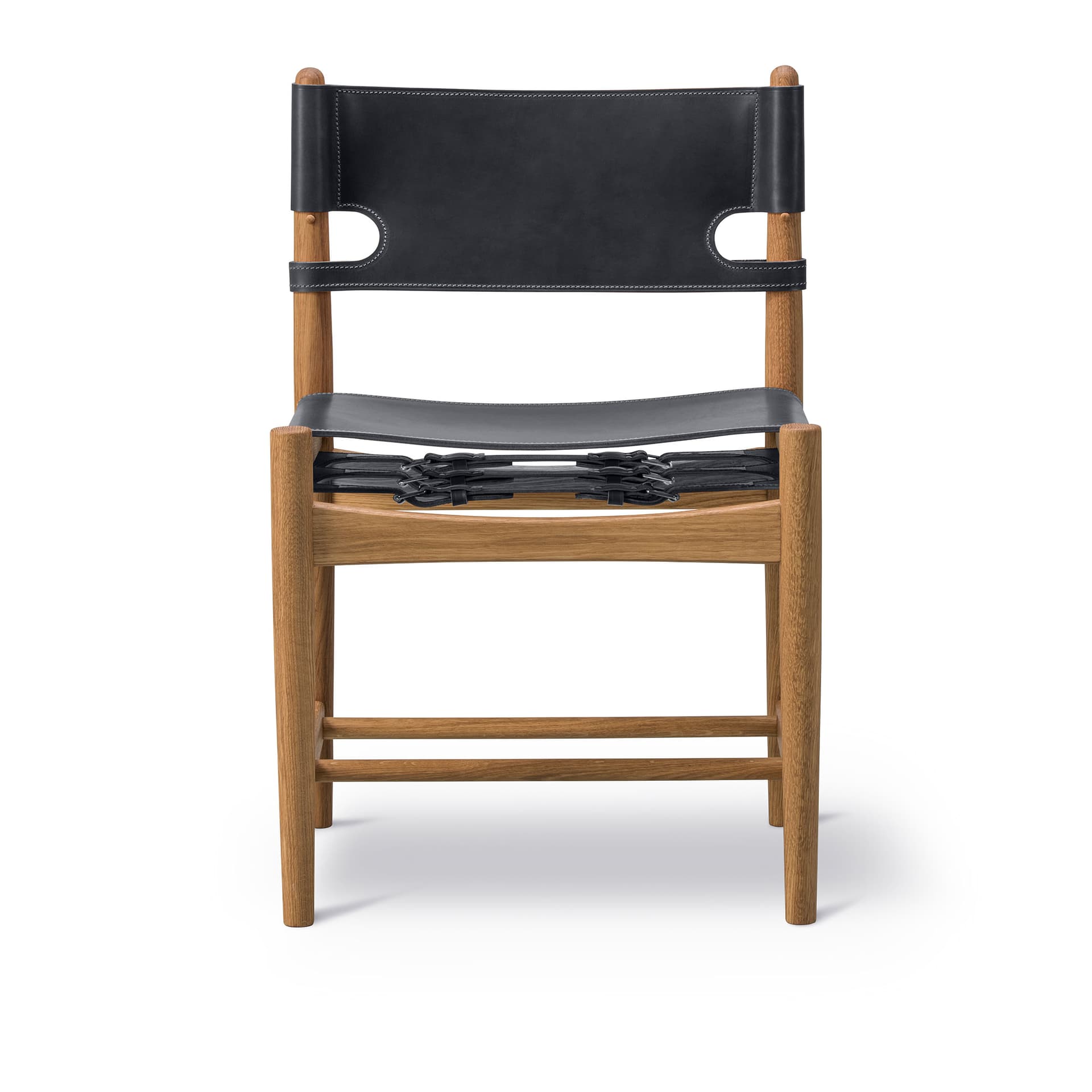 Fredericia Furniture - The Spanish Dining Chair Oljad ek / Svart läder - Spisestoler - Børge Mogensen - Svart - Lær/Tre