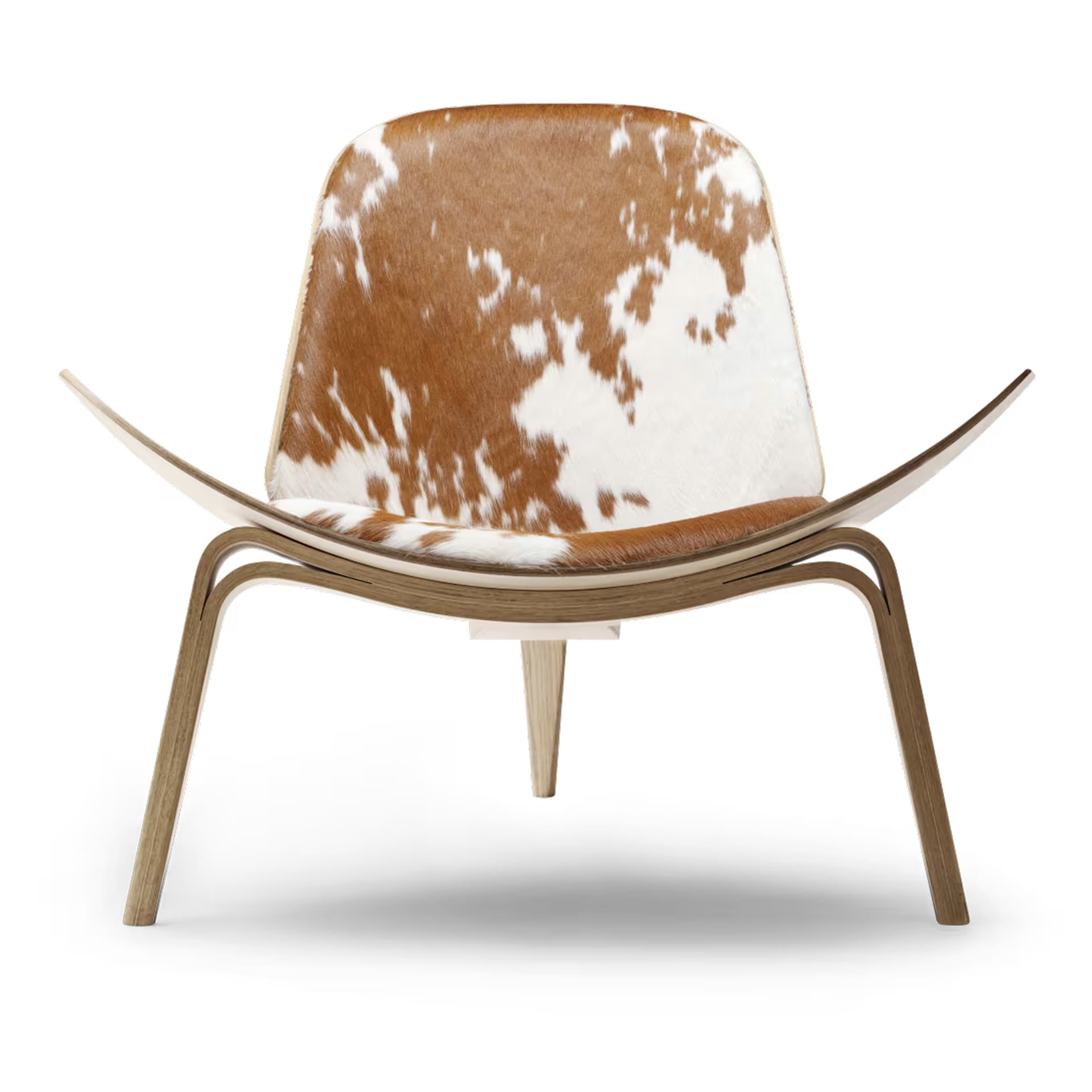 Carl Hansen - CH07 Oak White Oil Cow Hide Brown White - Lenestoler - Hans J. Wegner - Tre farget - Tre