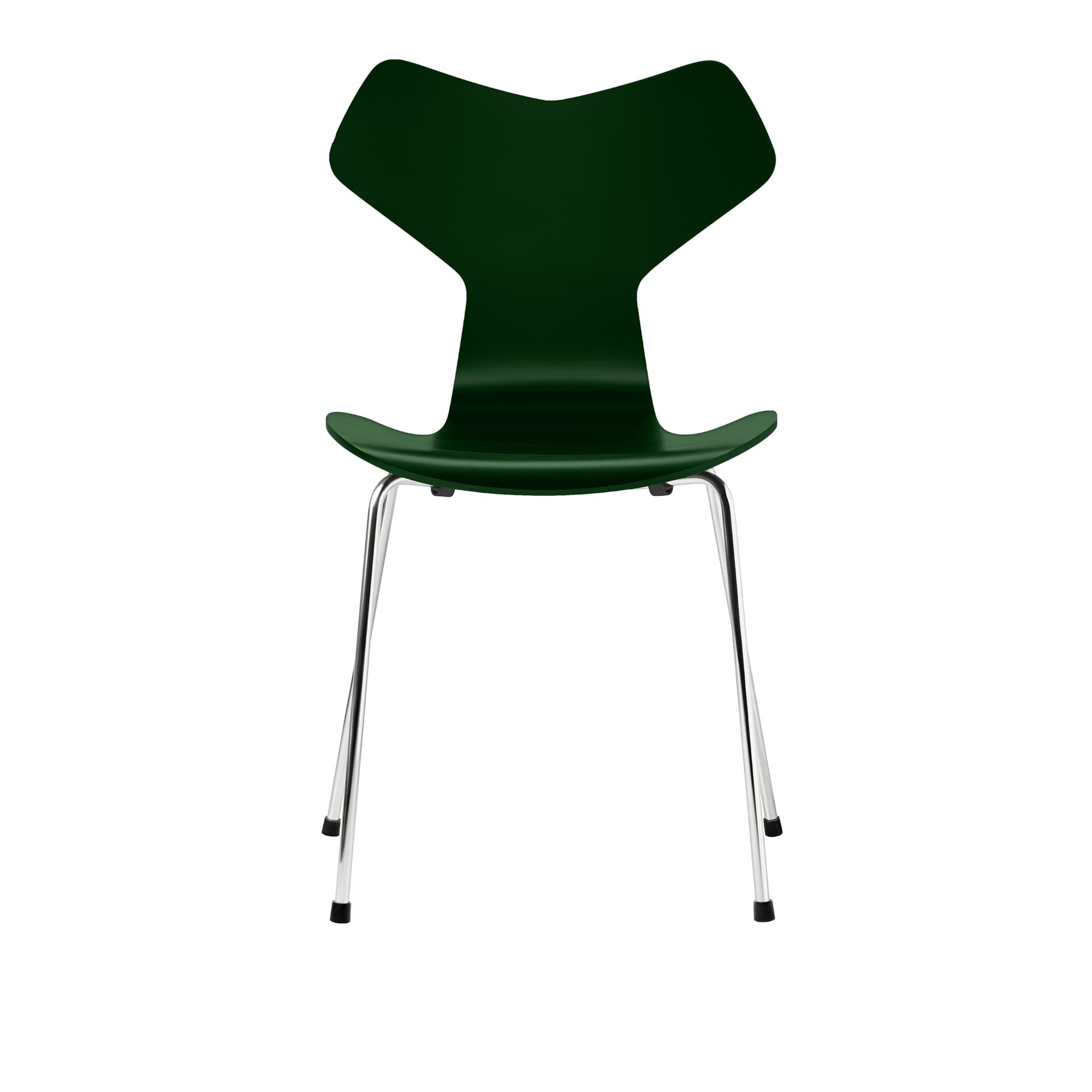 Fritz Hansen - 3130 Grand Prix, Lackad, Evergreen, Underrede Förkromat Stål - Spisestoler - Arne Jacobsen - Grønn