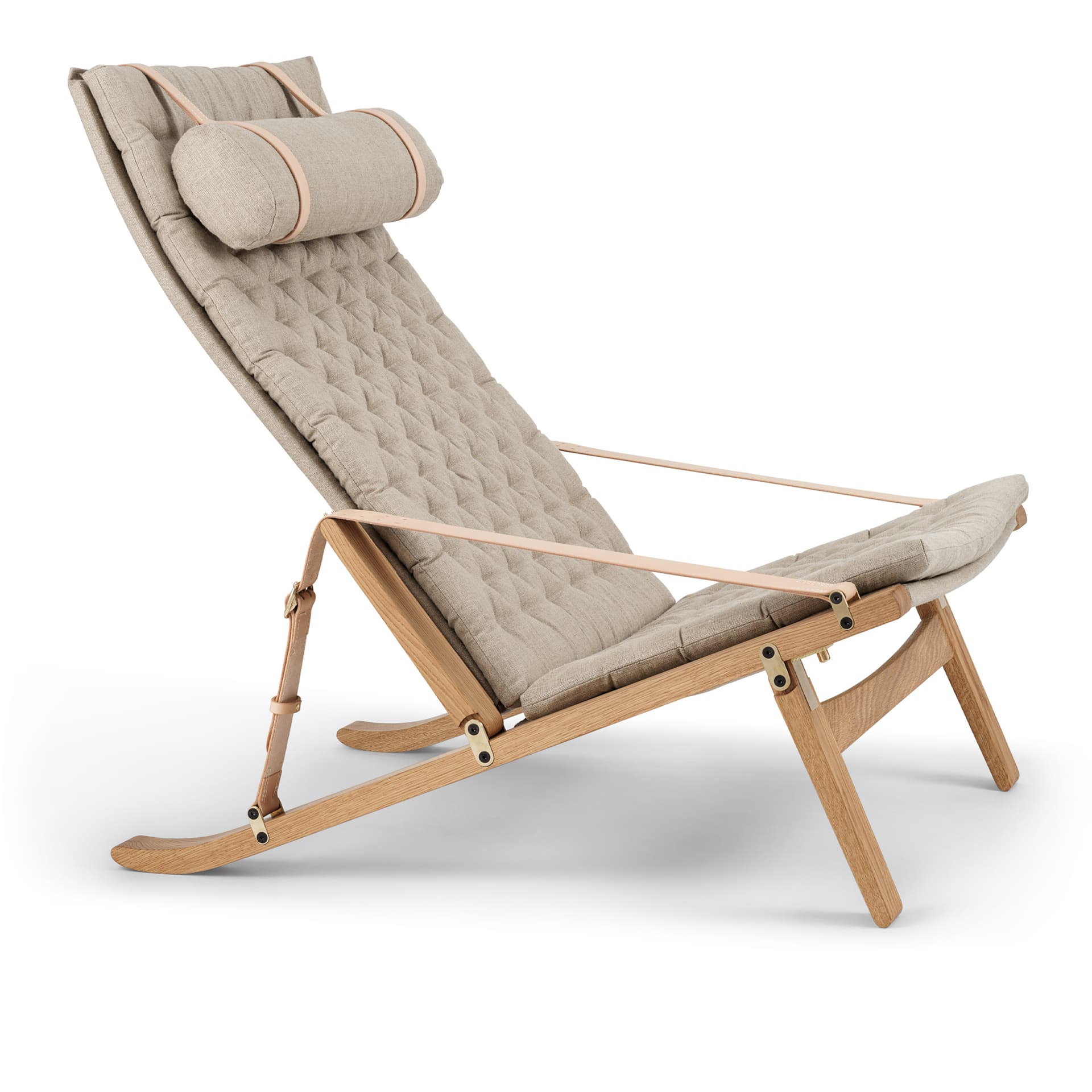 Carl Hansen - FK10, Plico Chair, Oiled Oak, Fabric Cat. 1 Natural Canvas - Lenestoler - Jørgen Kastholm,Preben Juul Fabricius - Beige - Lær/Metall/Tre/Tekstilmateriale/Skum